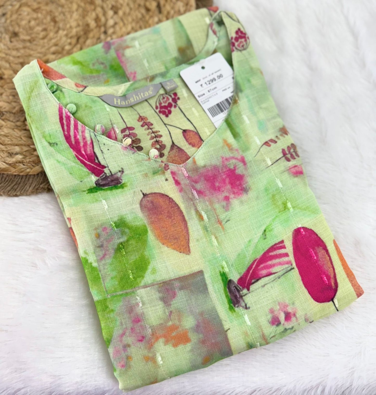 Premium Soft Linen Bubble Kurtis –SLBK599 – Sizes S to XXL – 3/4th Sleeves – ₹599 (MRP ₹1299)