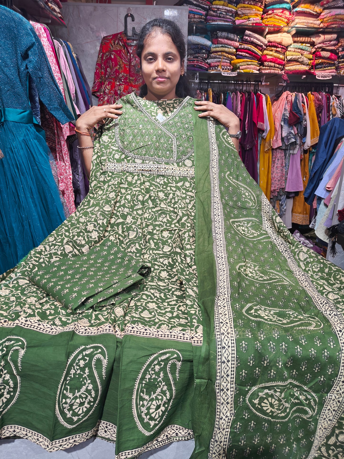 Long Anarkali Cotton Set | Sizes M to XXL | ₹980 | Code USS2