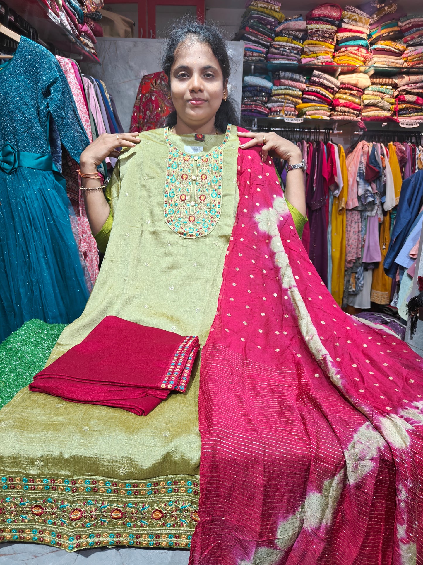 Designer Partywear Salwar Set in Silk Fabric | Sizes M to XXL | ₹699 | Code SSR1699