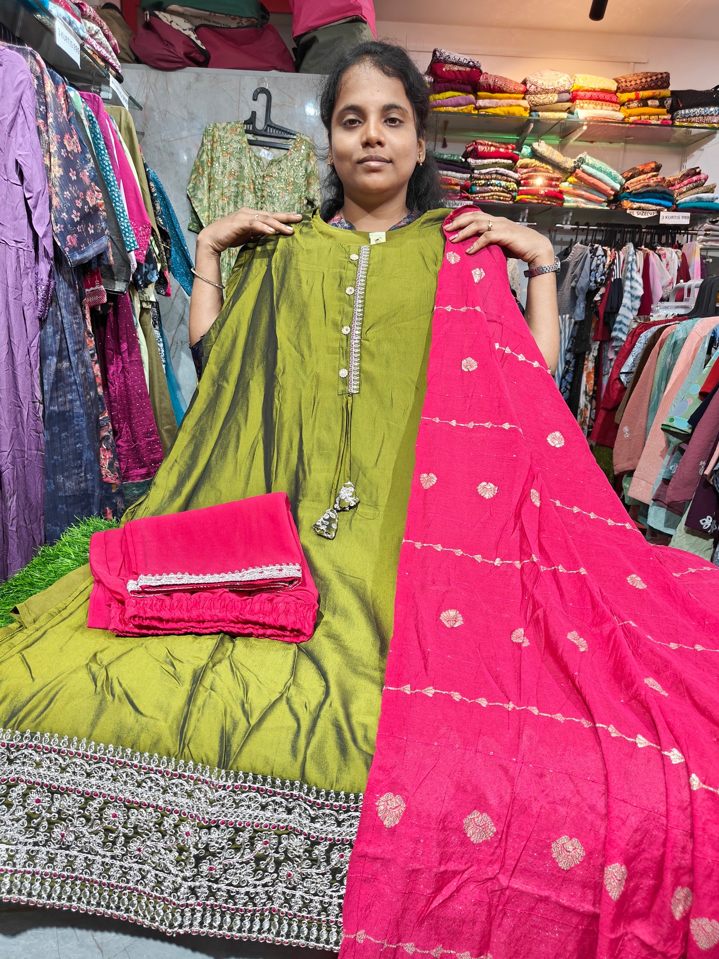 Plus Size Partywear Salwar Set – Roman Silk – RS949 – ₹949/-