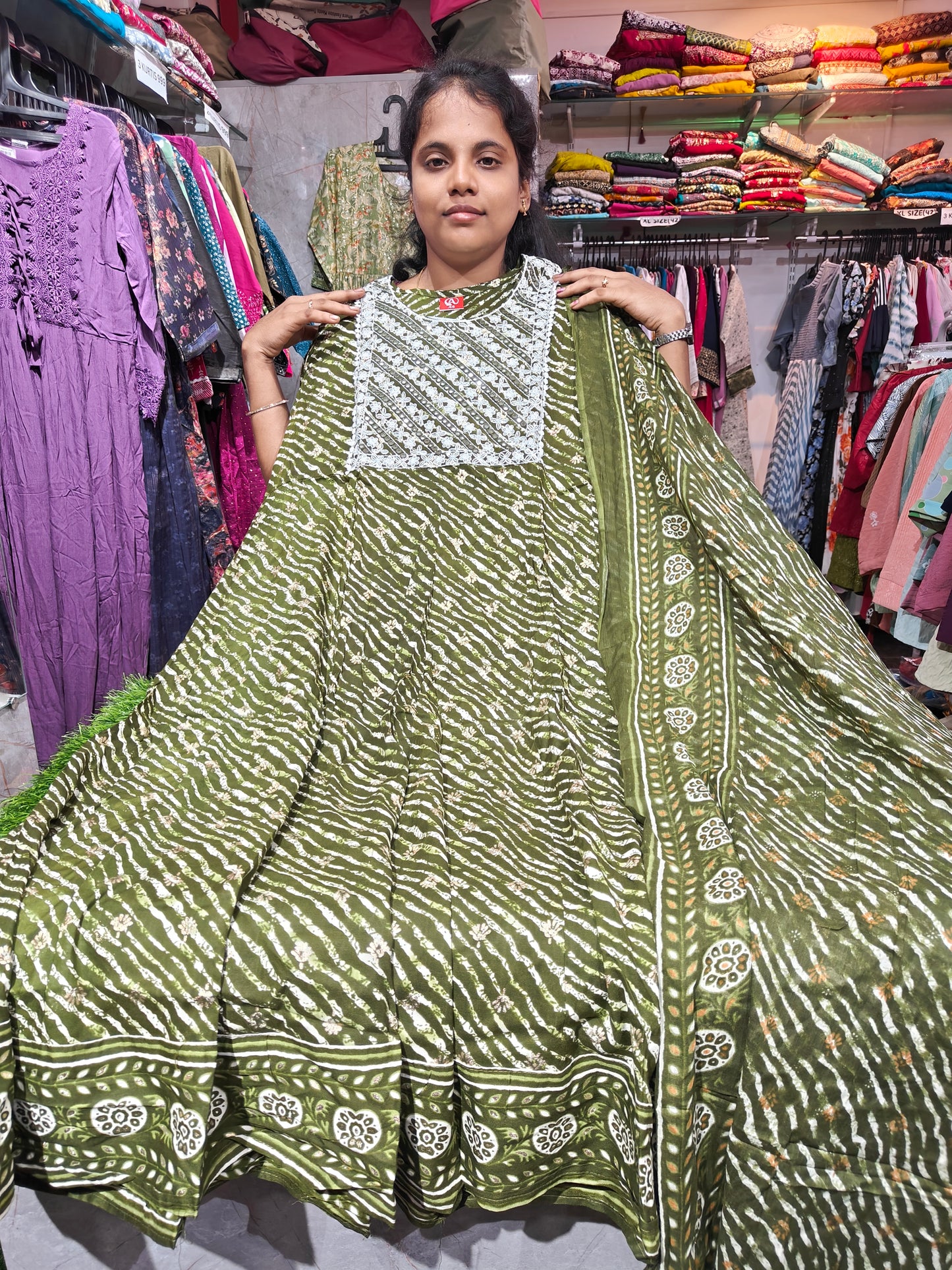 Plus Size Anarkali Kurti with Shawl – Rayon Cotton – 3XL to 6XL – ₹629 | TSC629