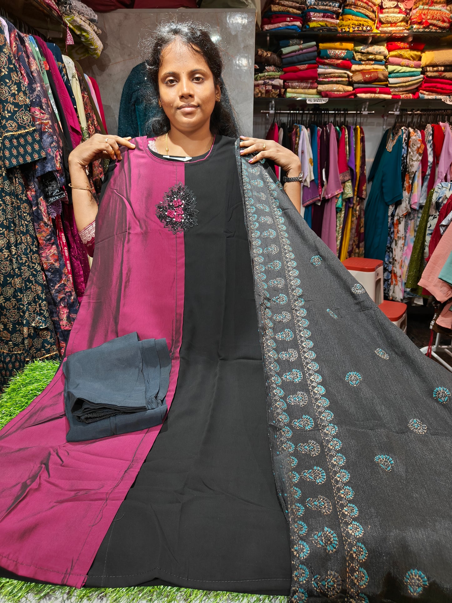 Roman Silk Double Colour Salwar Set – PAN749 | Partywear for Women | Sizes M to XXL | Budget Range