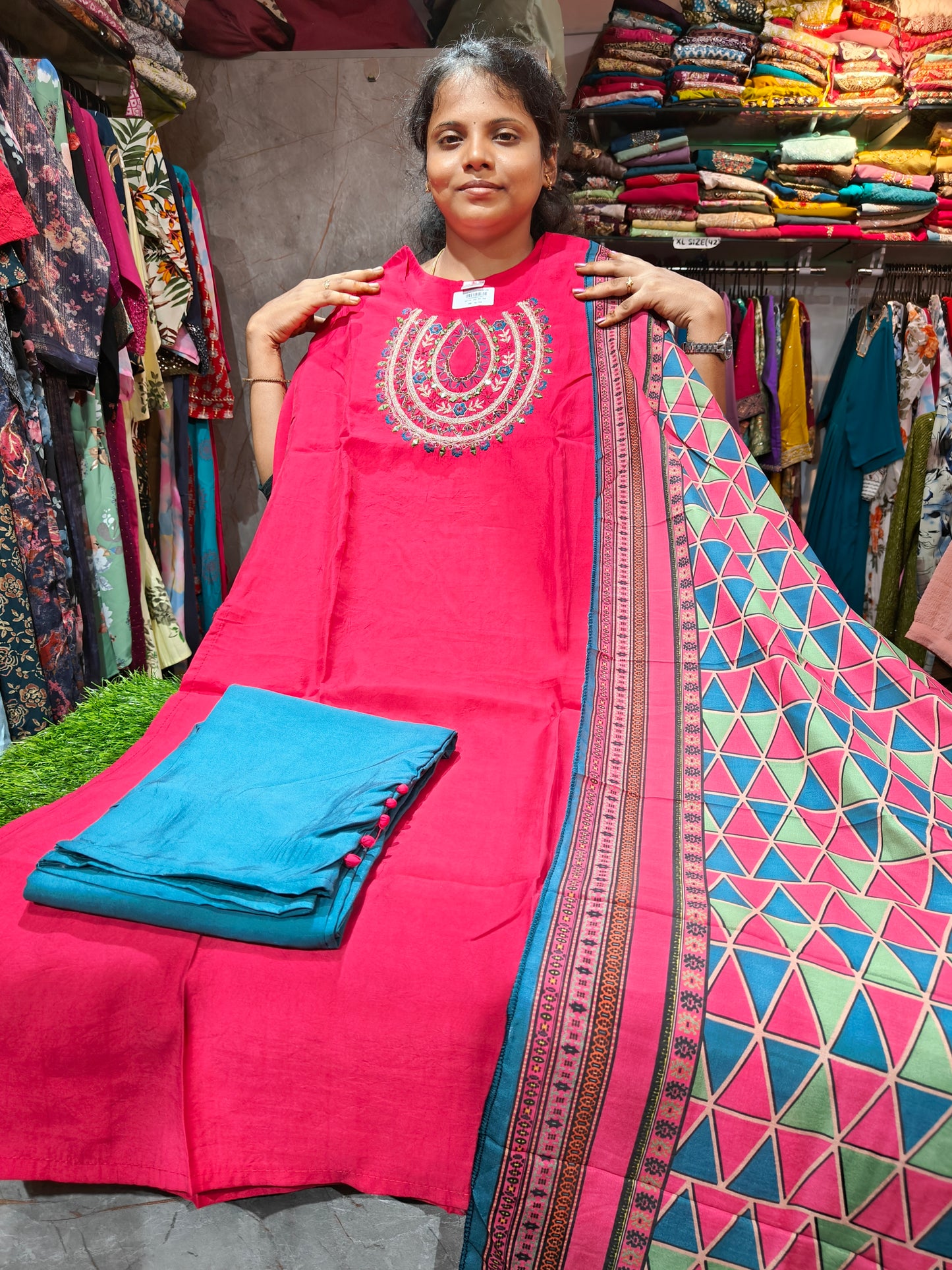 Silk Partywear Salwar Set with Grand Shawl | Elegant Ethnic Wear | Sizes M to XXL β βΉ675