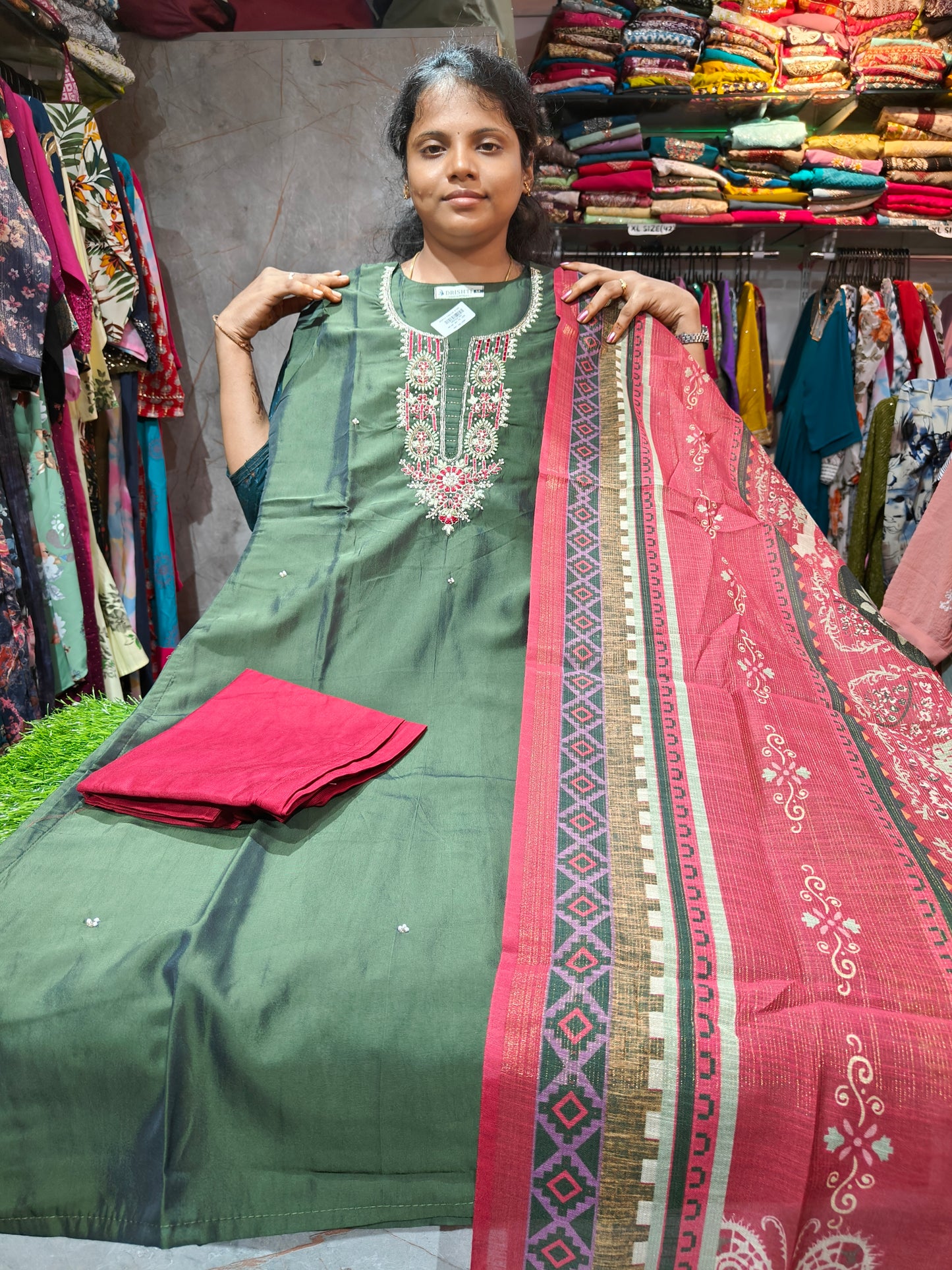 Silk Partywear Salwar Set with Grand Shawl | Elegant Ethnic Wear | Sizes M to XXL β βΉ999