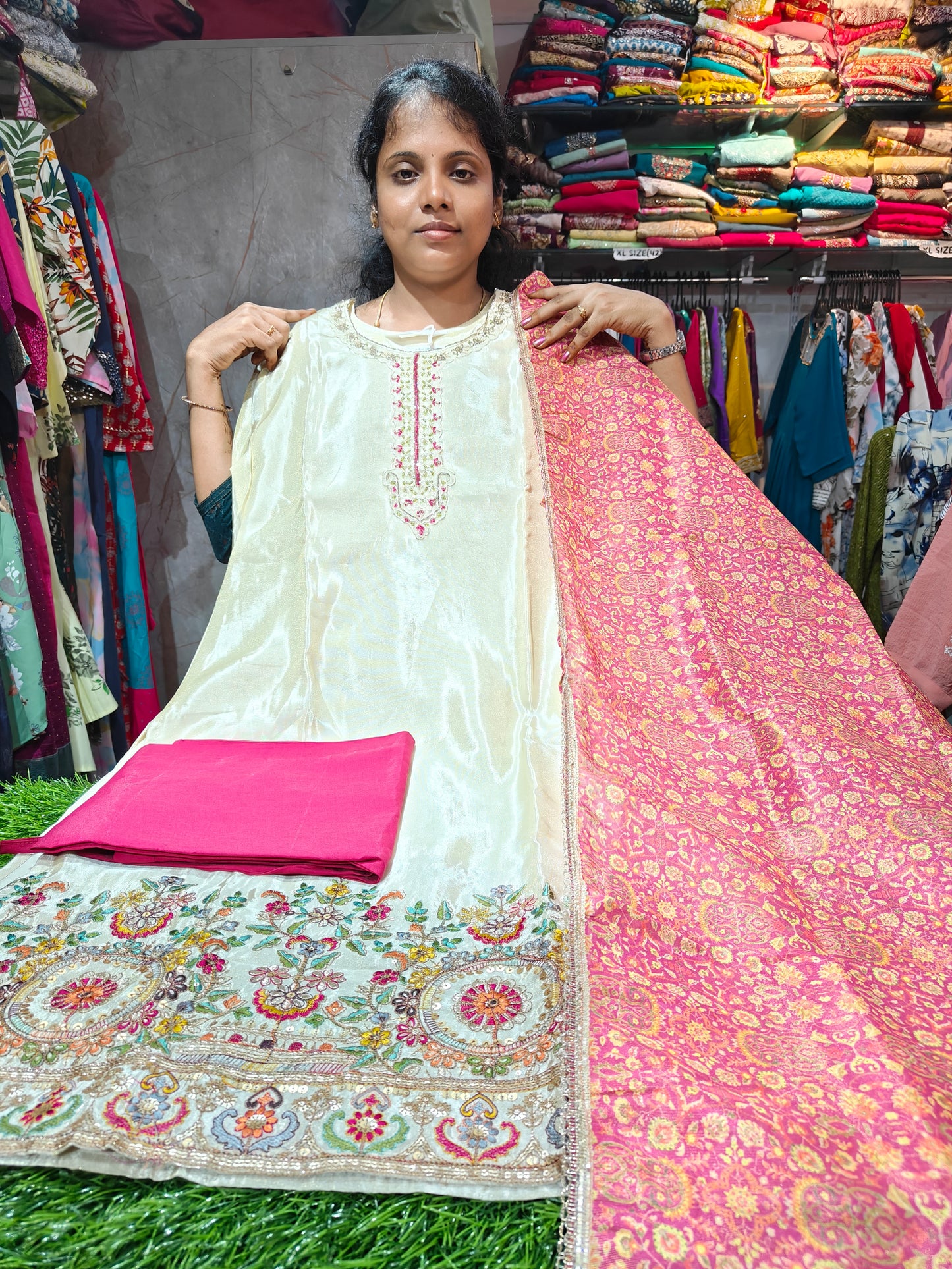 Silk Partywear Salwar Set with Grand Shawl | Elegant Ethnic Wear | Sizes M to XXL β βΉ999