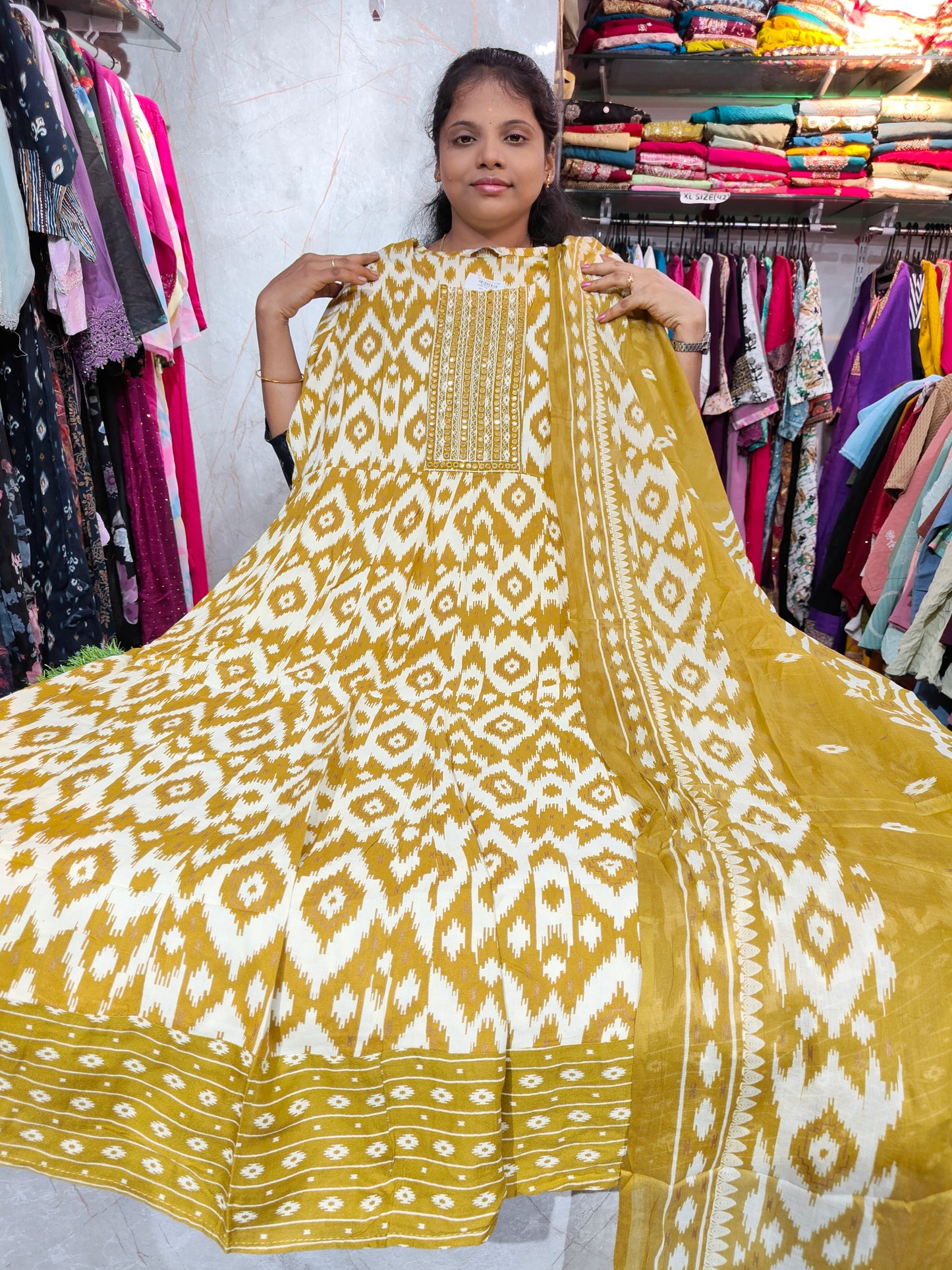 Rayon Cotton Anarkali Kurti with Dupatta | 4XL to 6XL IK699