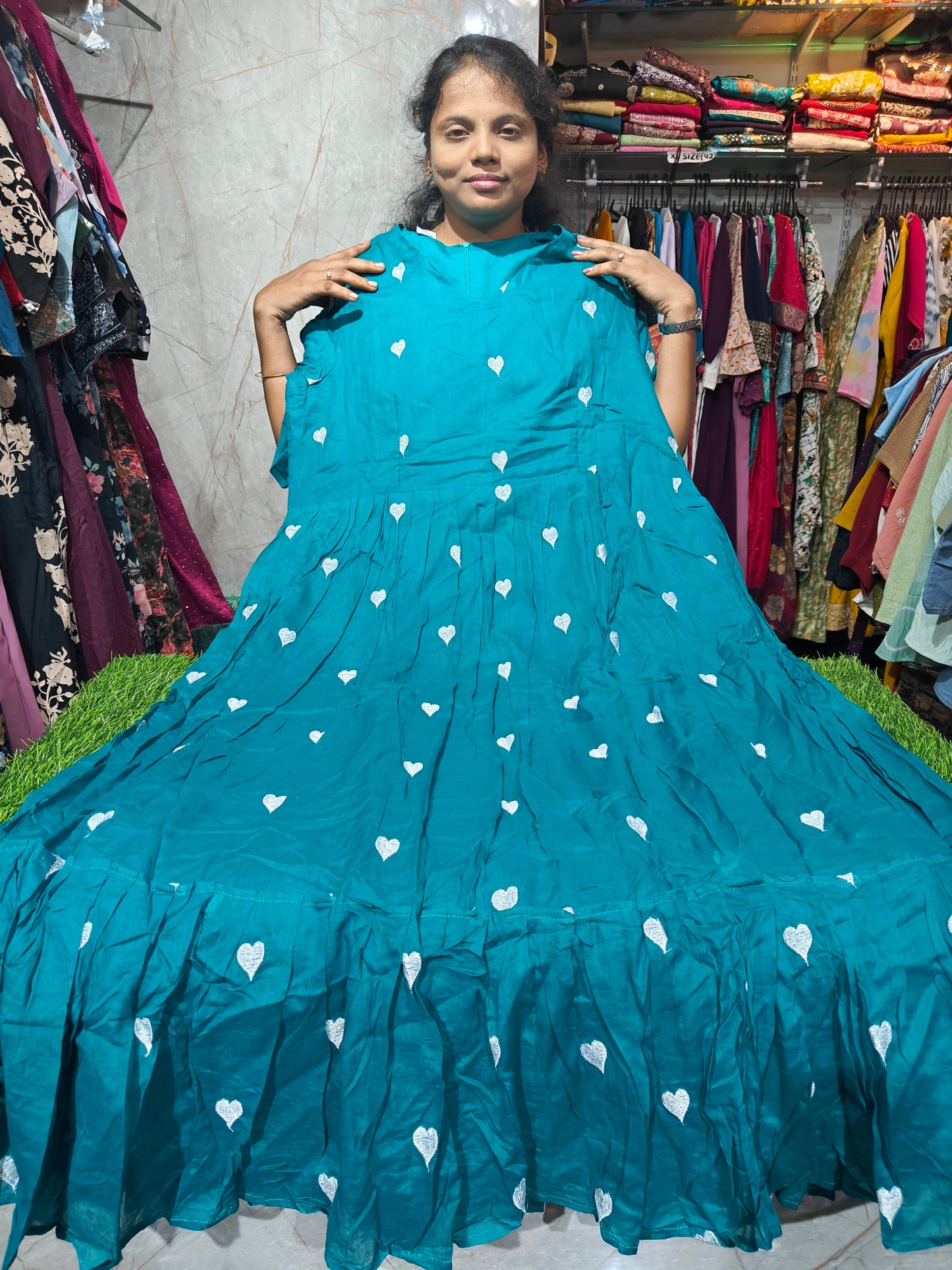 Rayon Cotton Kurti with Lining – Trending Heart Design – Plus Size 3XL to 6XL – PSUK4