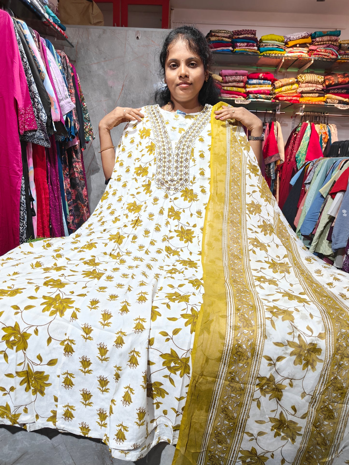 Anarkali Top with Shawl – Cotton Rayon | XL & XXL | Elegant Women’s Wear | ₹649 | RSTS7