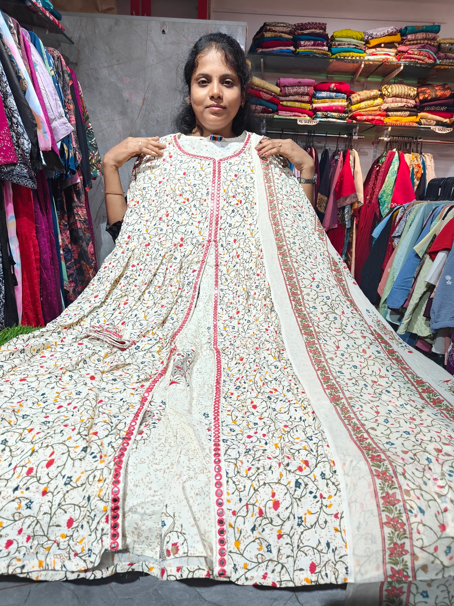 Anarkali Top with Shawl – Cotton Rayon | XL & XXL | Elegant Women’s Wear | ₹649 | RSTS8