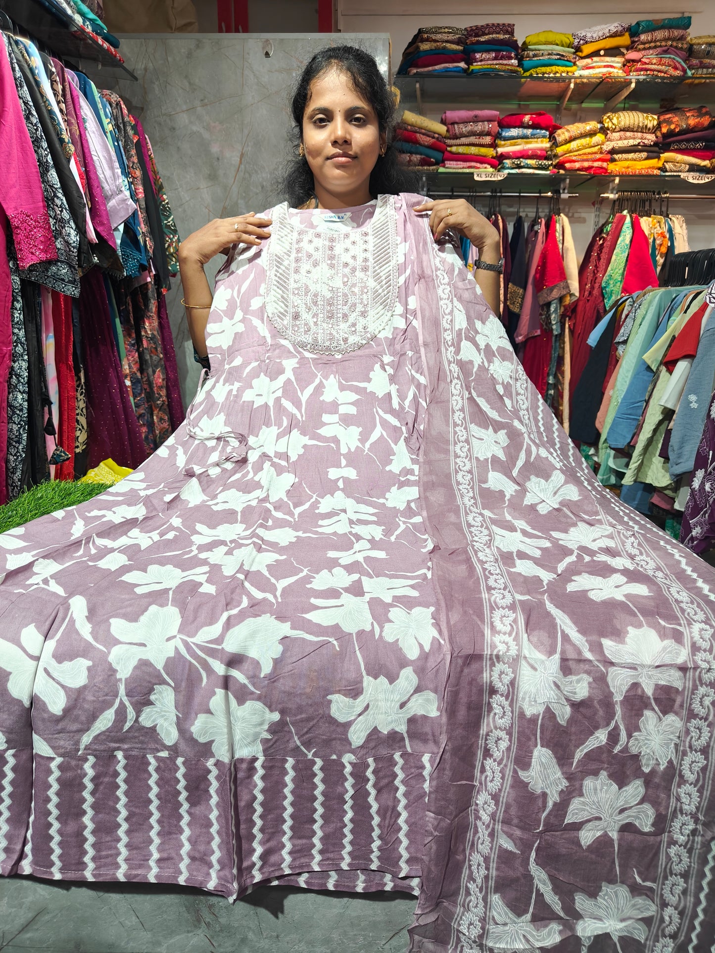 Anarkali Top with Shawl – Cotton Rayon | XL & XXL | Elegant Women’s Wear | ₹649 | RSTS15