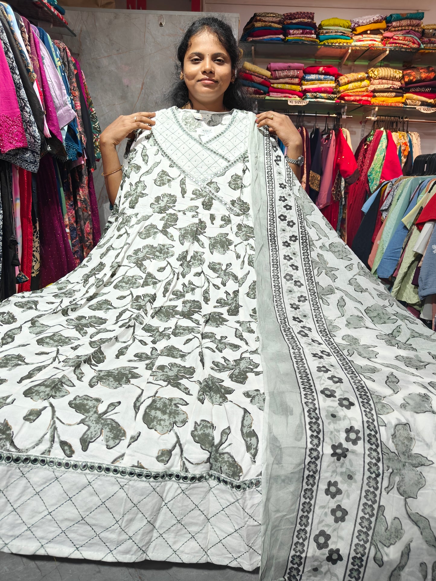 Anarkali Top with Shawl – Cotton Rayon | XL & XXL | Elegant Women’s Wear | ₹649 | RSTS10