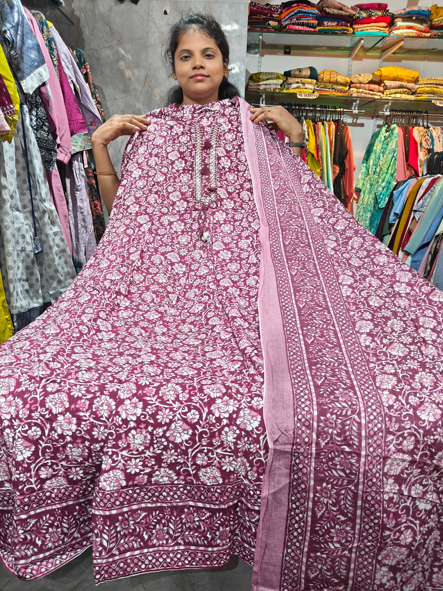 Rayon Cotton Anarkali Kurti with Dupatta | 4XL to 6XL PSTS5