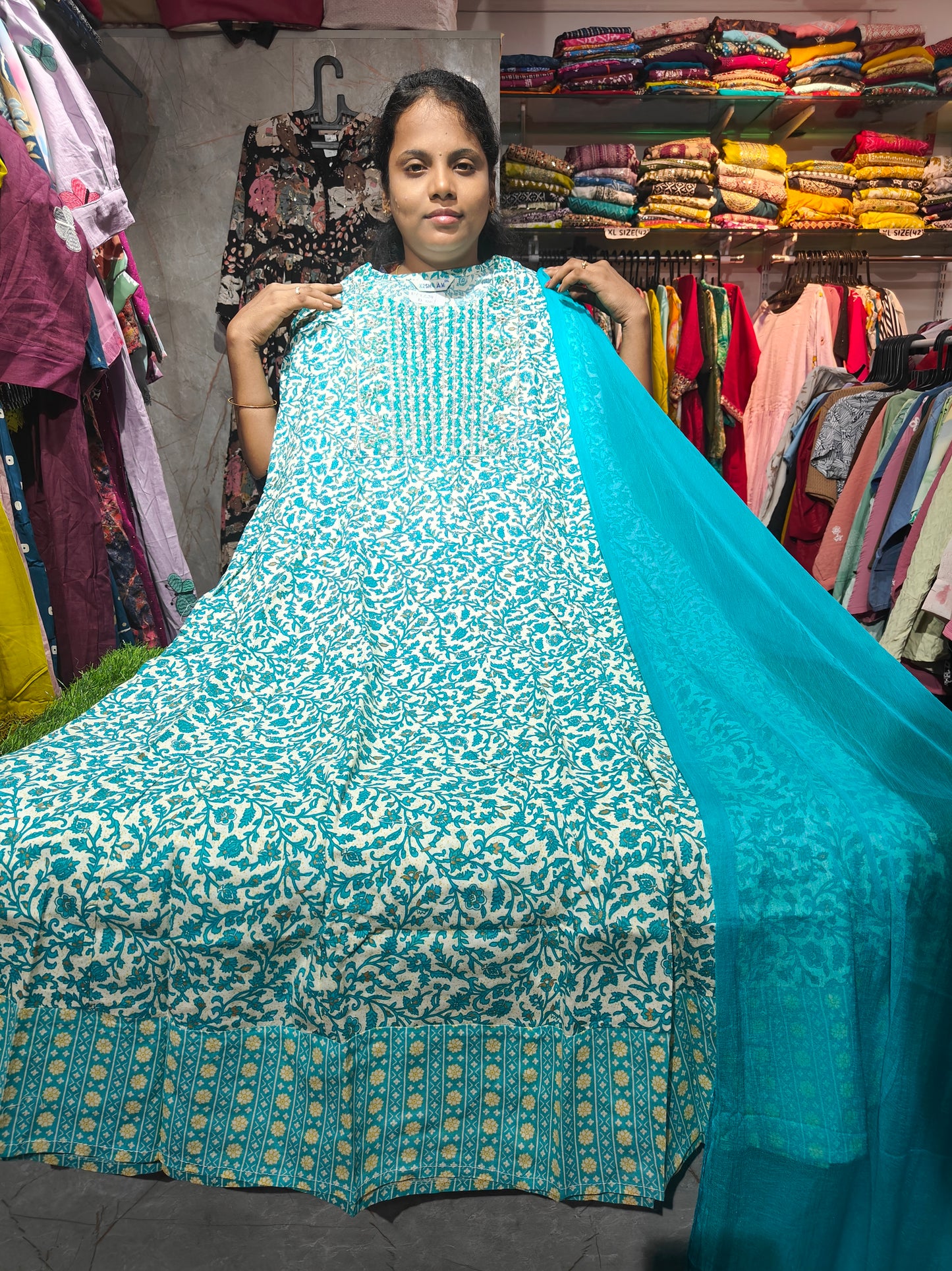 Anarkali Top with Shawl – Cotton Rayon | XL & XXL | Elegant Women’s Wear | ₹550| RSTS24