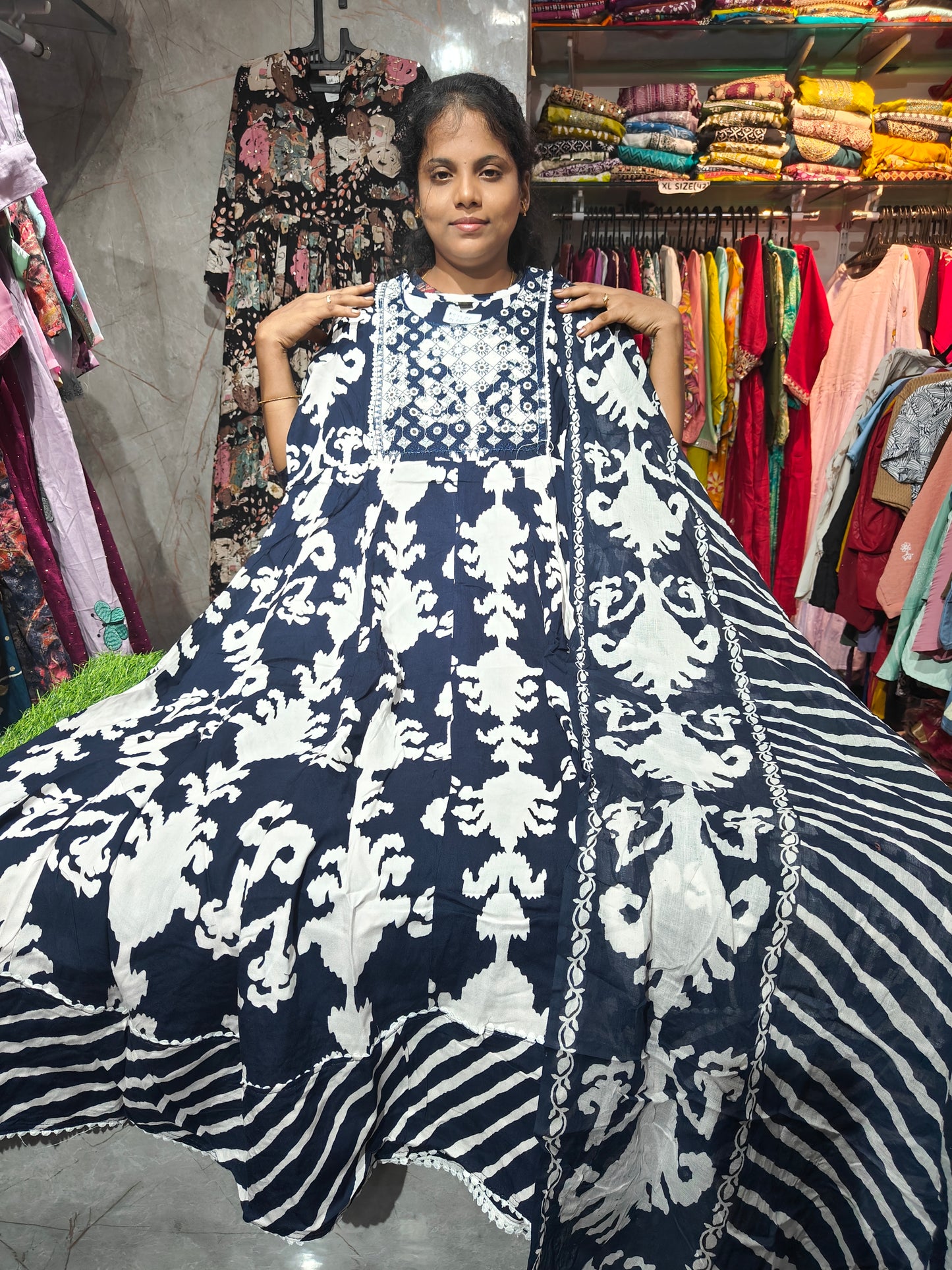 Anarkali Top with Shawl – Cotton Rayon | XL & XXL | Elegant Women’s Wear | ₹649 | RSTS28