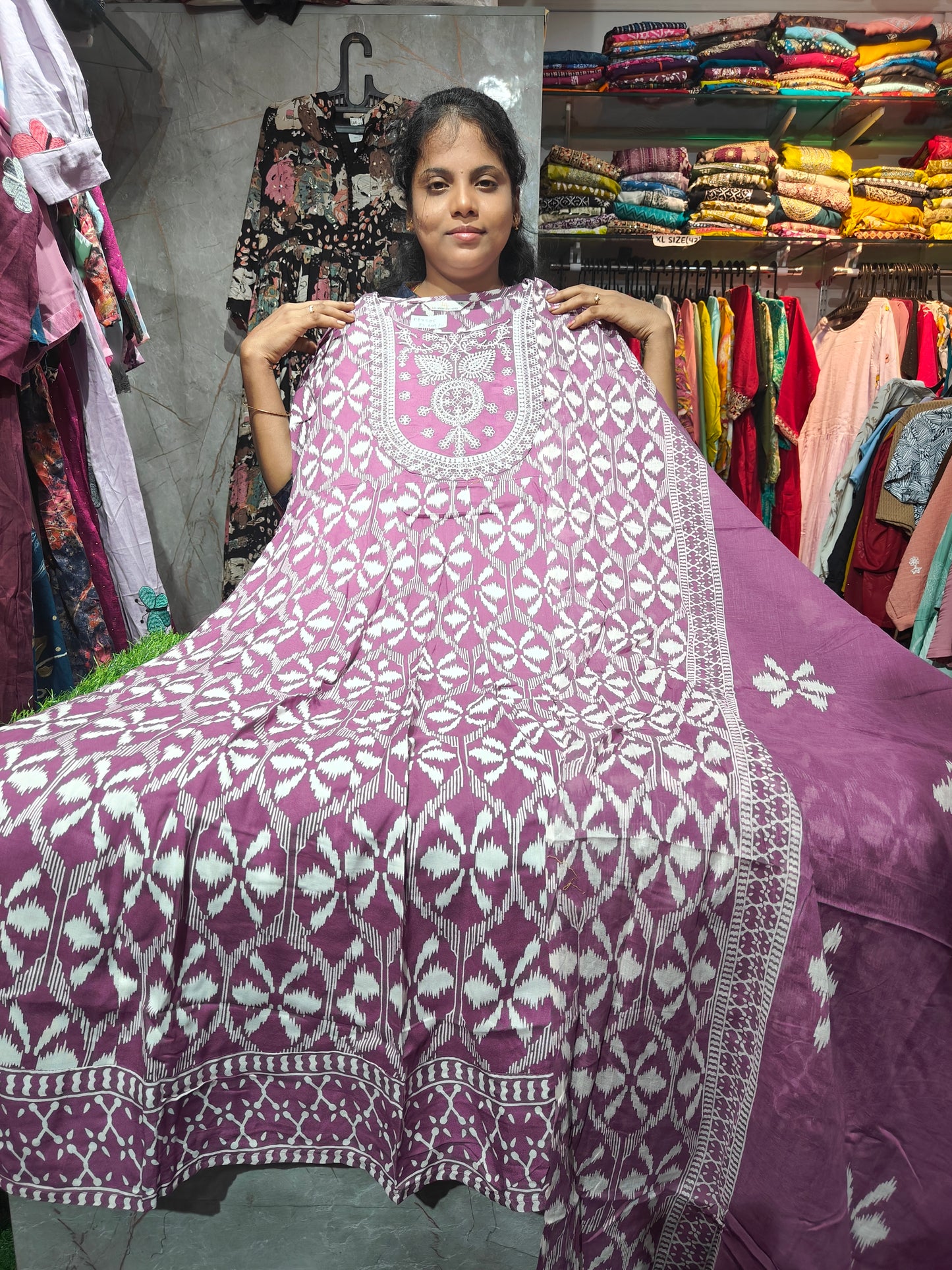 Anarkali Top with Shawl – Cotton Rayon | XL & XXL | Elegant Women’s Wear | ₹649 | RSTS25