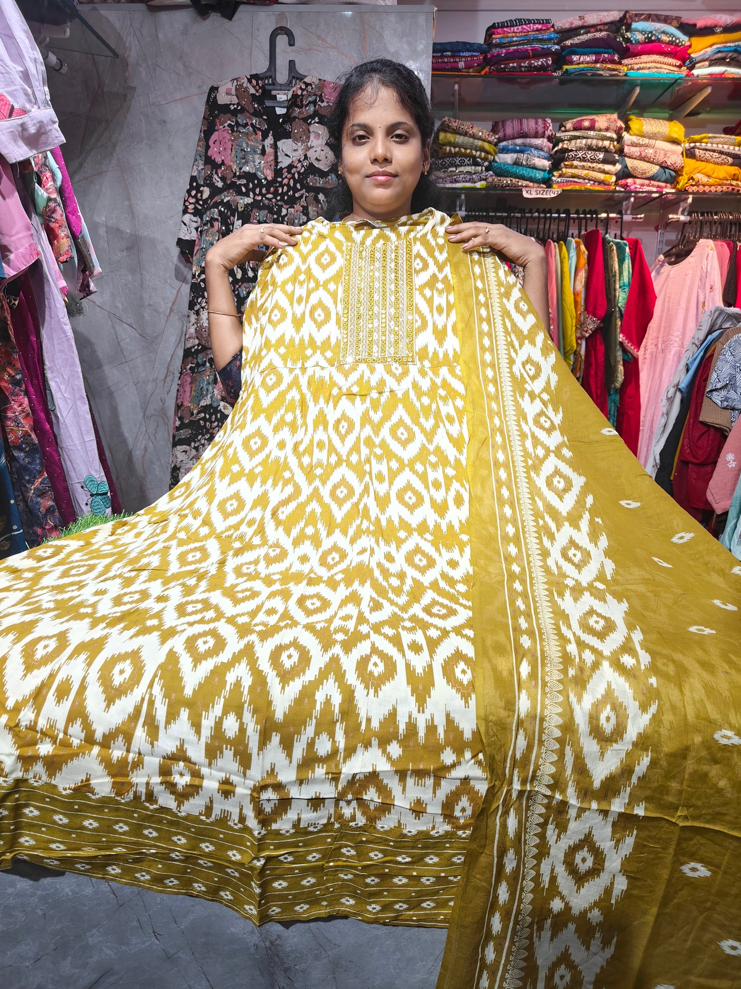 Anarkali Top with Shawl – Cotton Rayon | XL & XXL | Elegant Women’s Wear | ₹649 | RSTS23