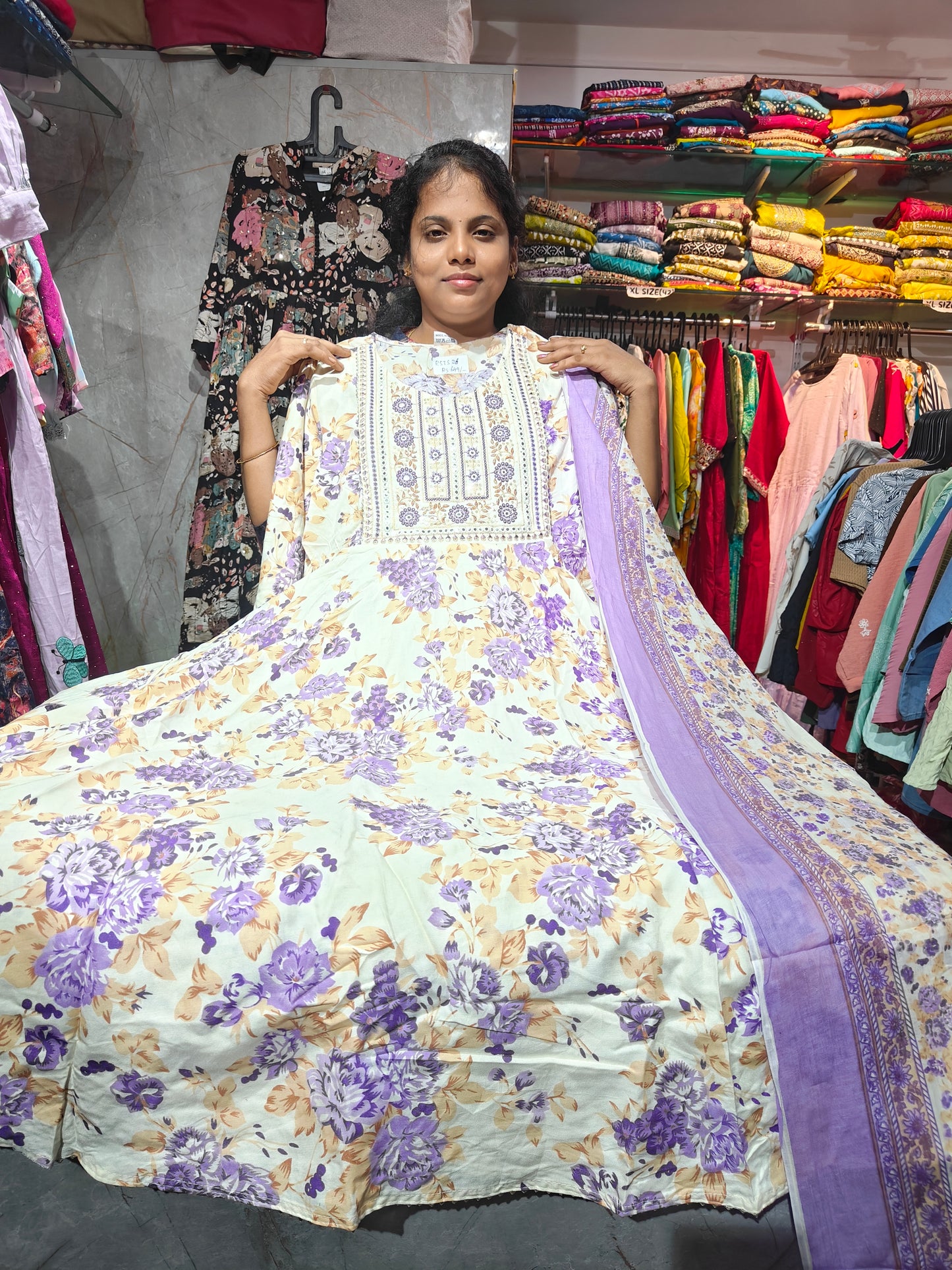 Anarkali Top with Shawl – Cotton Rayon | M to XXL | Elegant Women’s Wear | ₹649 | RSTS26