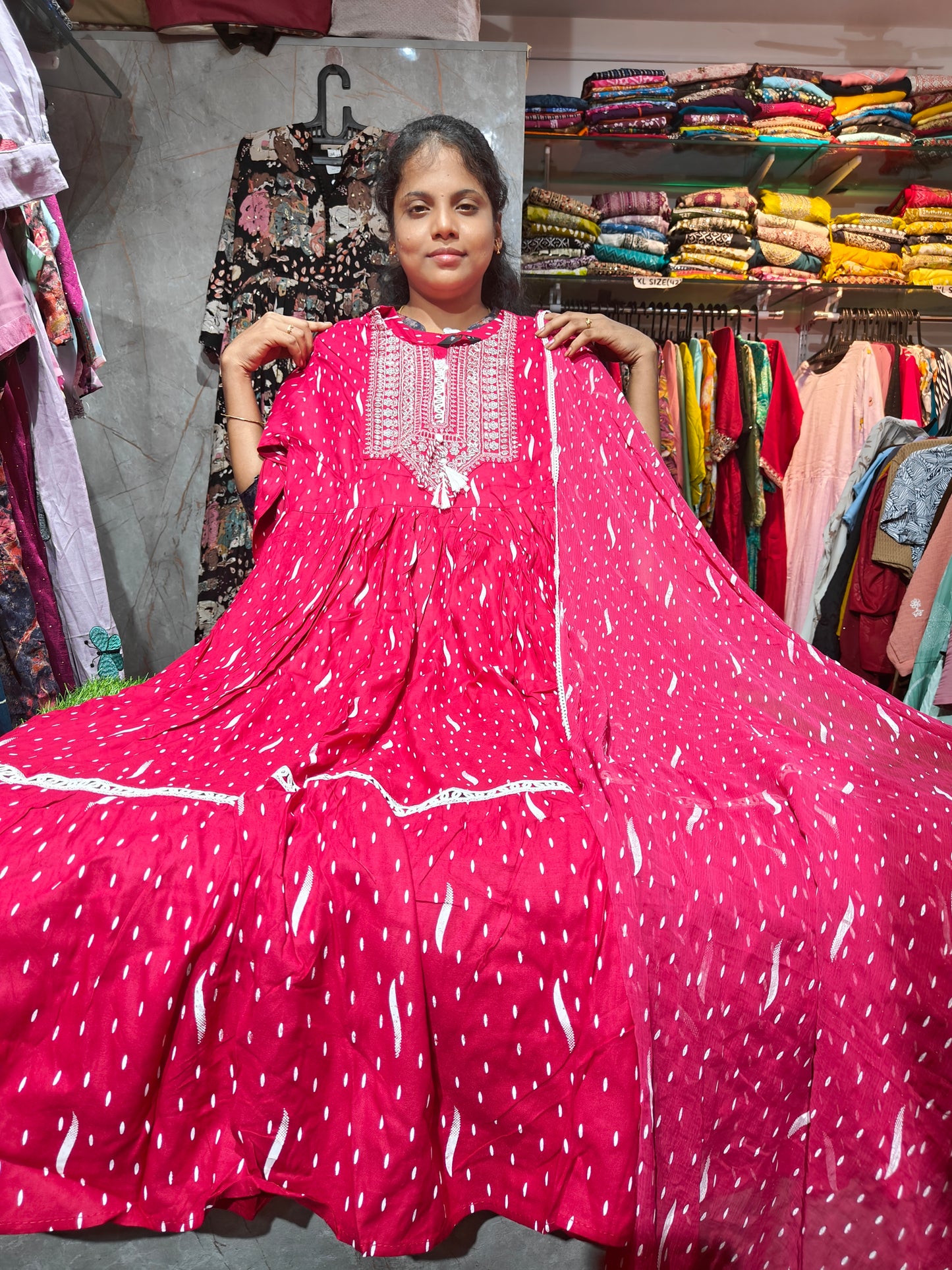 Anarkali Kurti with Shawl | Sizes M to XXL | ₹650 | Code AKS650