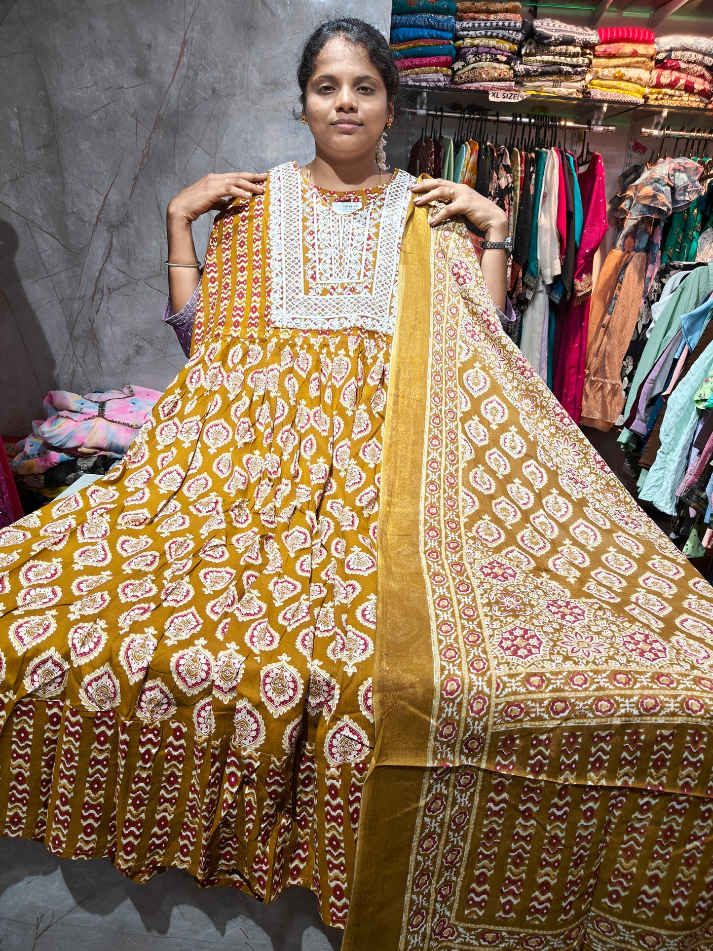 Rayon Cotton Anarkali Kurti with Dupatta | 3XL to 6XL PSTS14