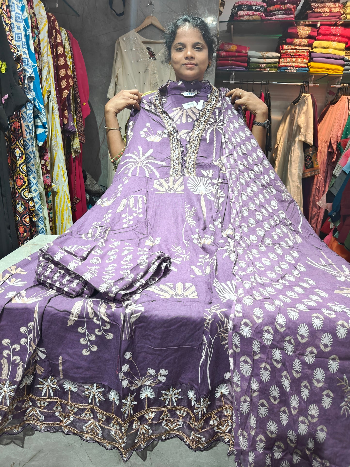 Anarkali Set with Pant & Shawl | 4XL to 6XL – ₹999 | PSCS11