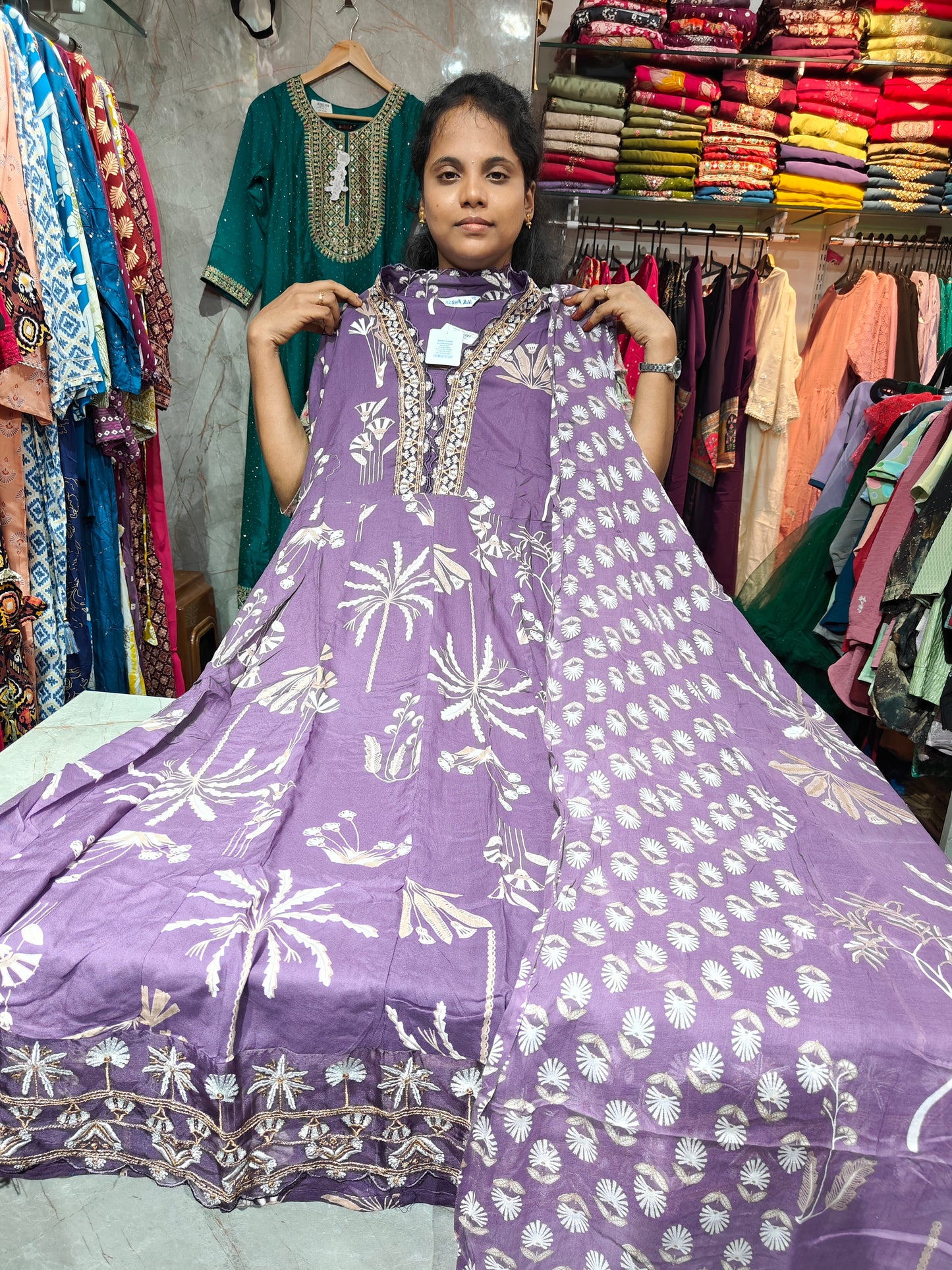 Anarkali Top with Shawl – Cotton Rayon | Elegant Women’s Wear | ₹699 | RSTS42