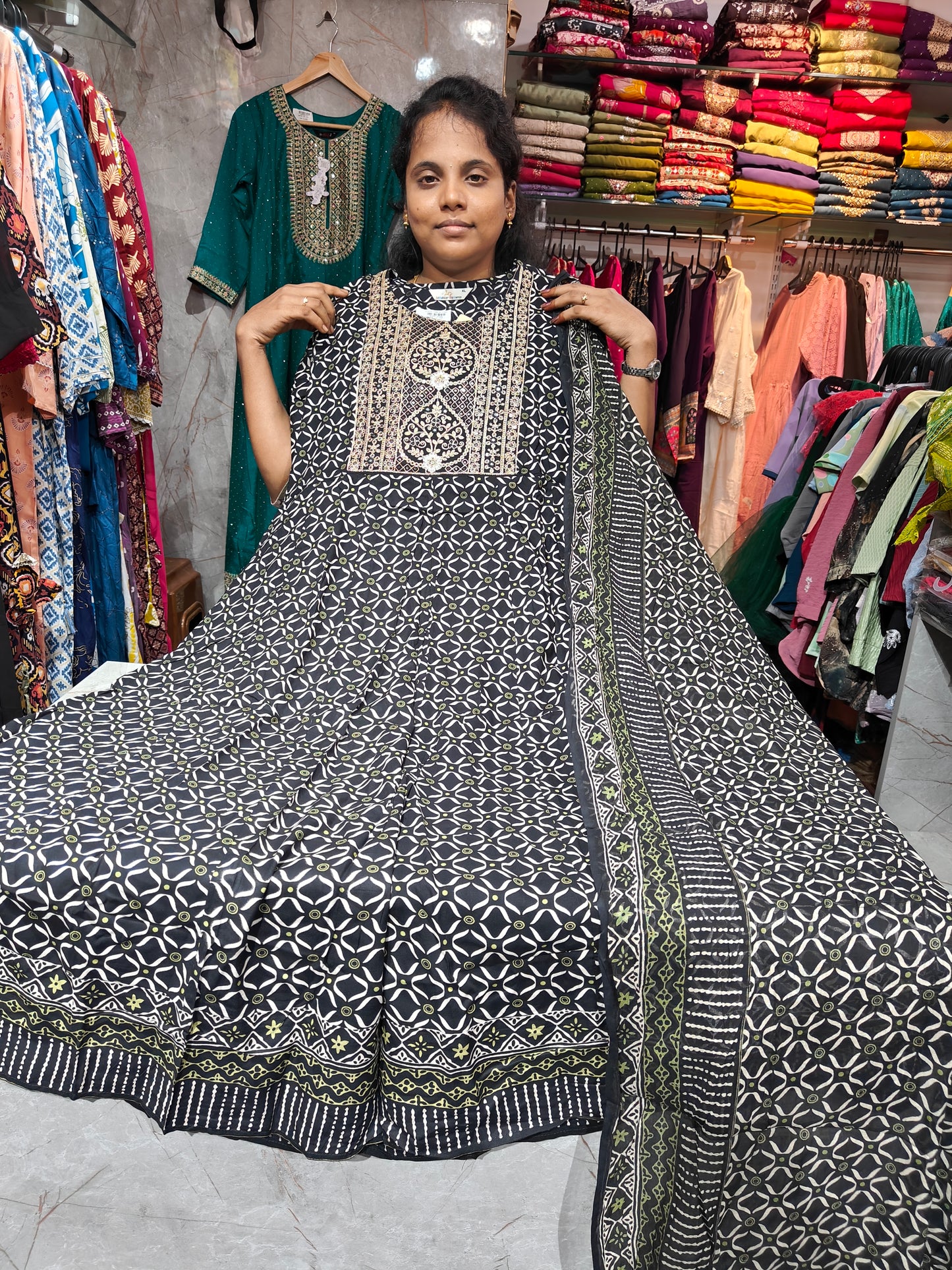 Anarkali Top with Shawl – Cotton Rayon | XL & XXL | Elegant Women’s Wear | ₹649 | RSTS46