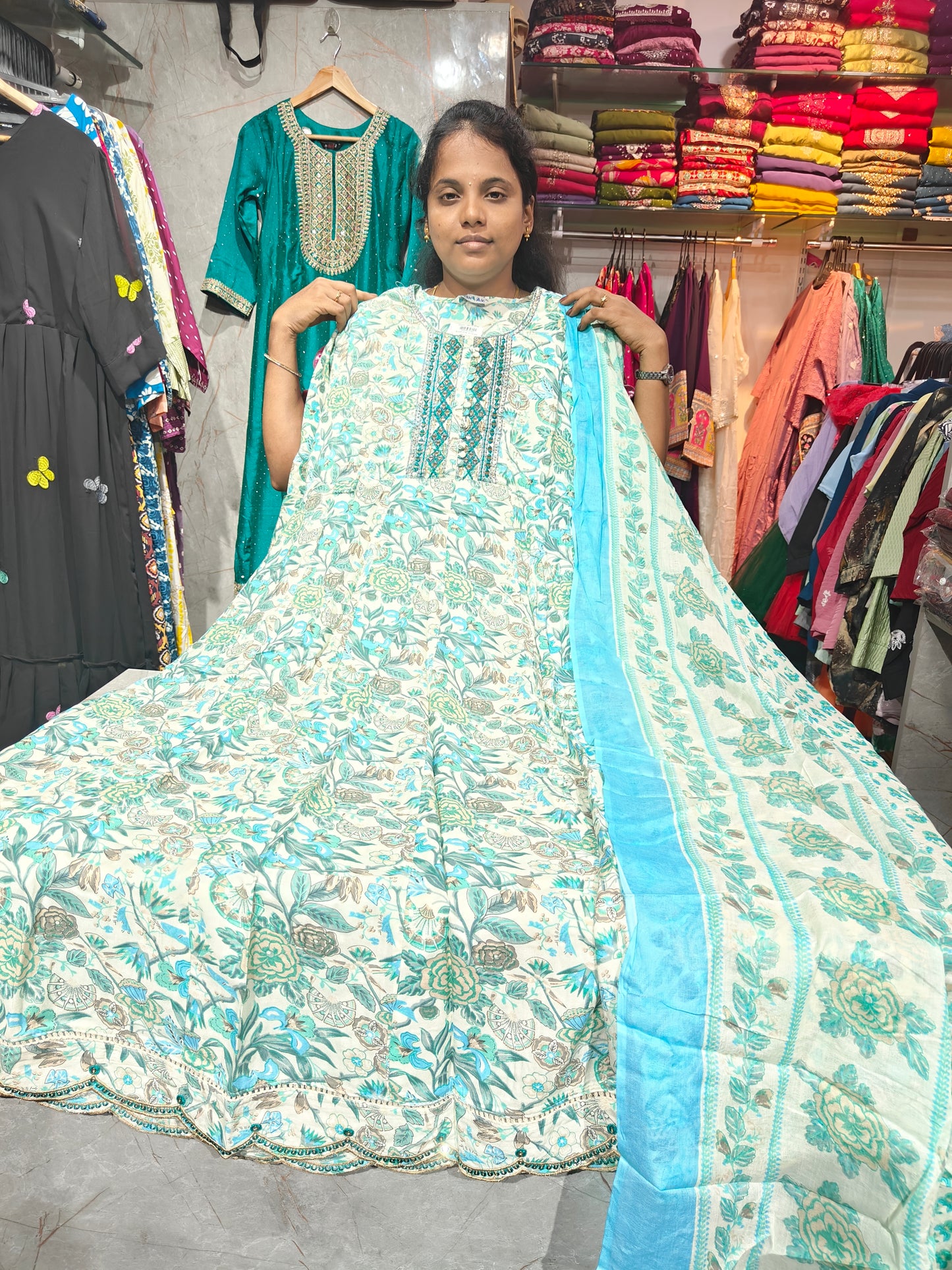 Anarkali Top with Shawl – Cotton Rayon | Elegant Women’s Wear | ₹649 | RSTS31