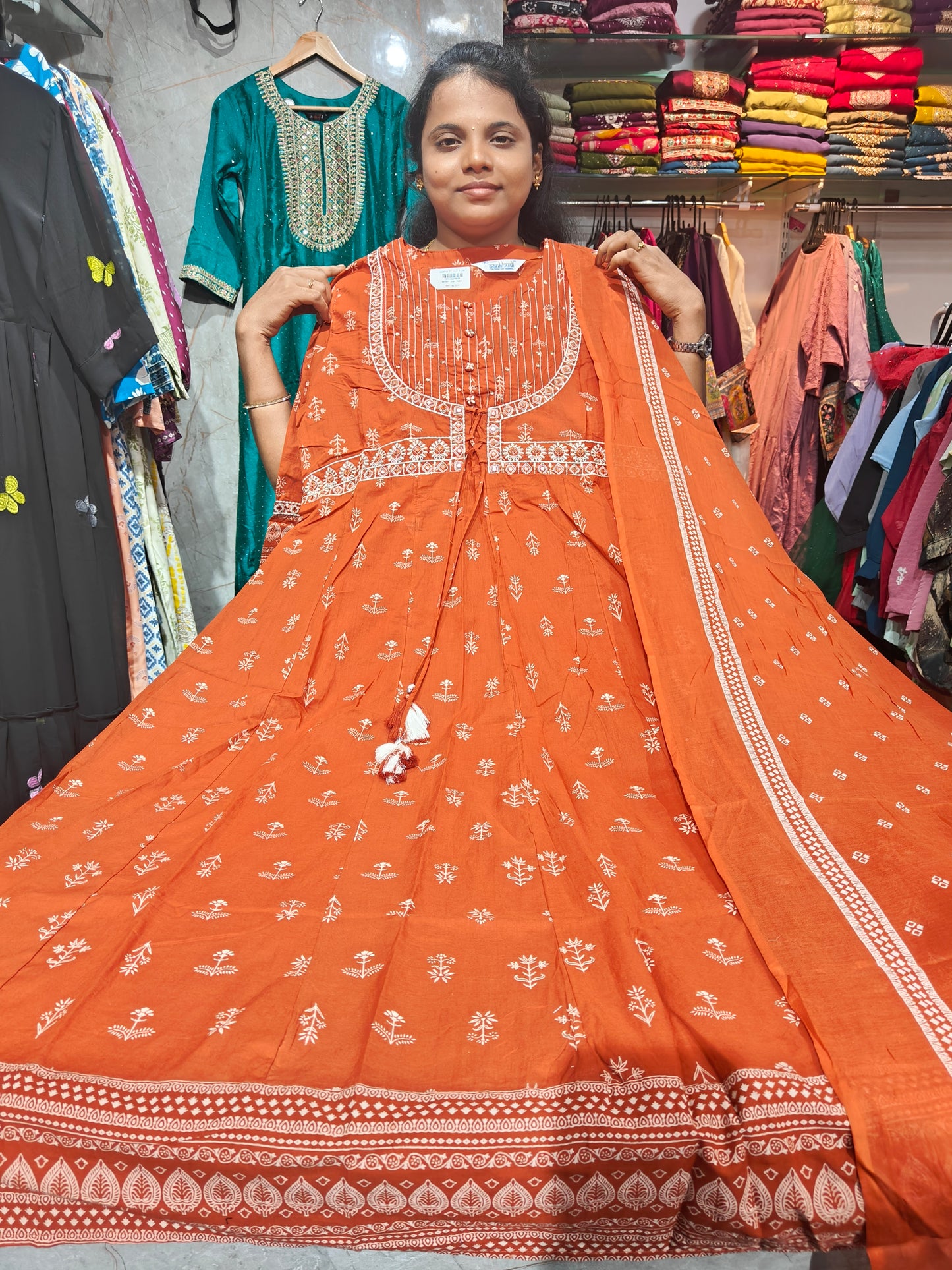 Anarkali Top with Shawl – Cotton Rayon | Elegant Women’s Wear | ₹749 | RSTS42