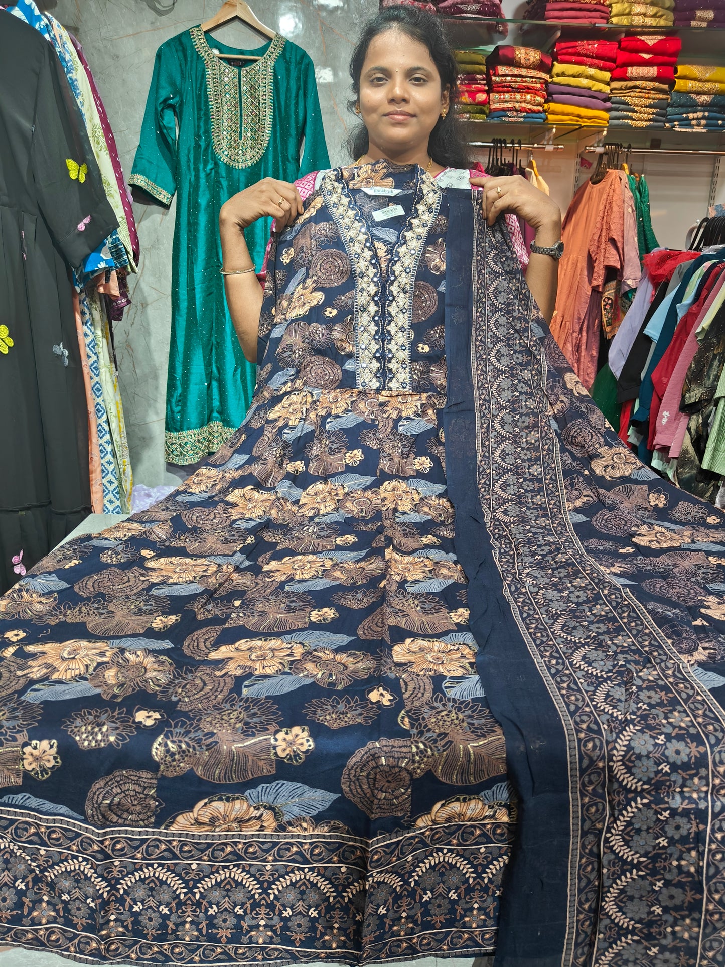 Anarkali Top with Shawl – Cotton Rayon | Elegant Women’s Wear | ₹699 | RSTS40