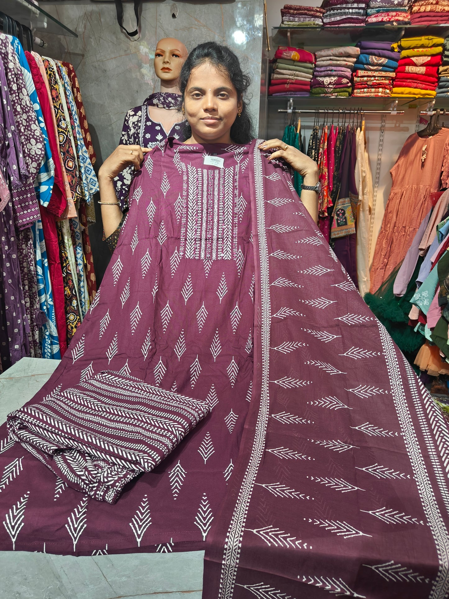 PSCS15 Cotton Full Set with Plazzo Pant & Matching Dupatta – Plus Size 4XL to 7XL | Premium Set | Price ₹899