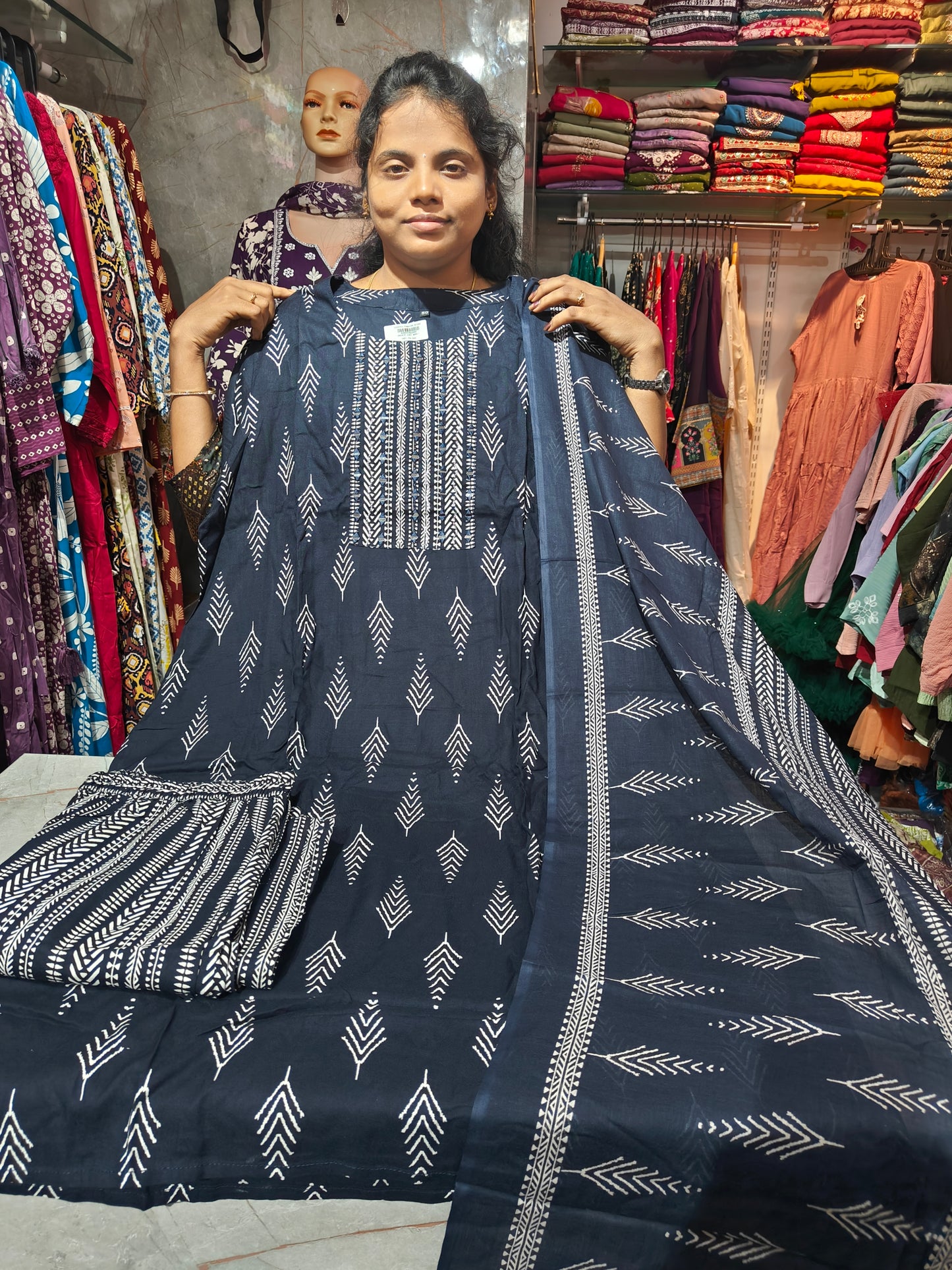 PSCS15 Cotton Full Set with Plazzo Pant & Matching Dupatta – Plus Size 4XL to 7XL | Premium Set | Price ₹899