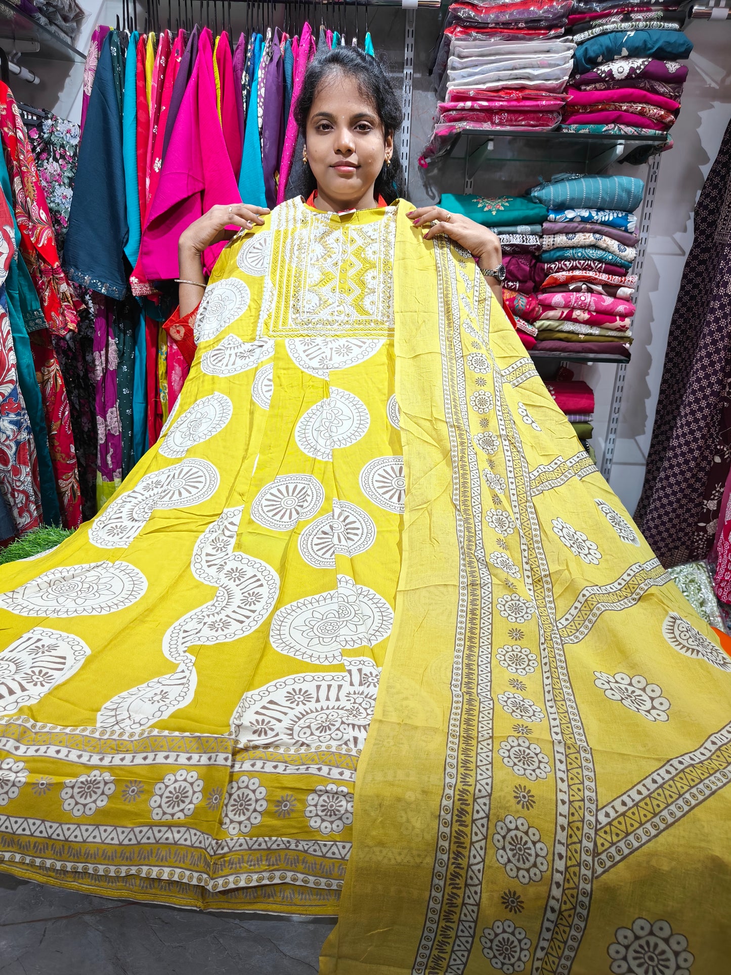 Rayon Cotton Anarkali Kurti with Dupatta | 3XL to 6XL PSTS55
