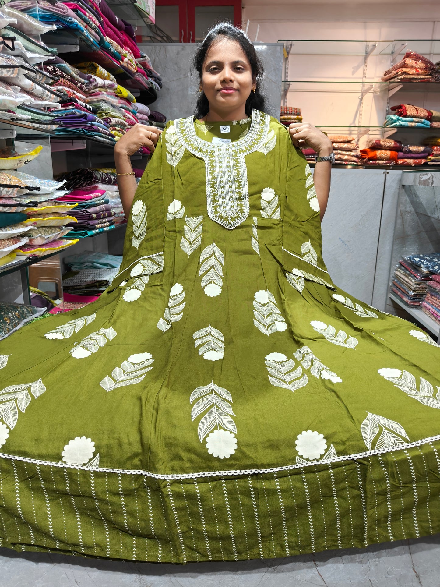Plus Size Rayon Long Anarkali Kurti PSUK21 7XL to 9XL (54–58 Size) at ₹599 | Comfortable Ethnic Wear