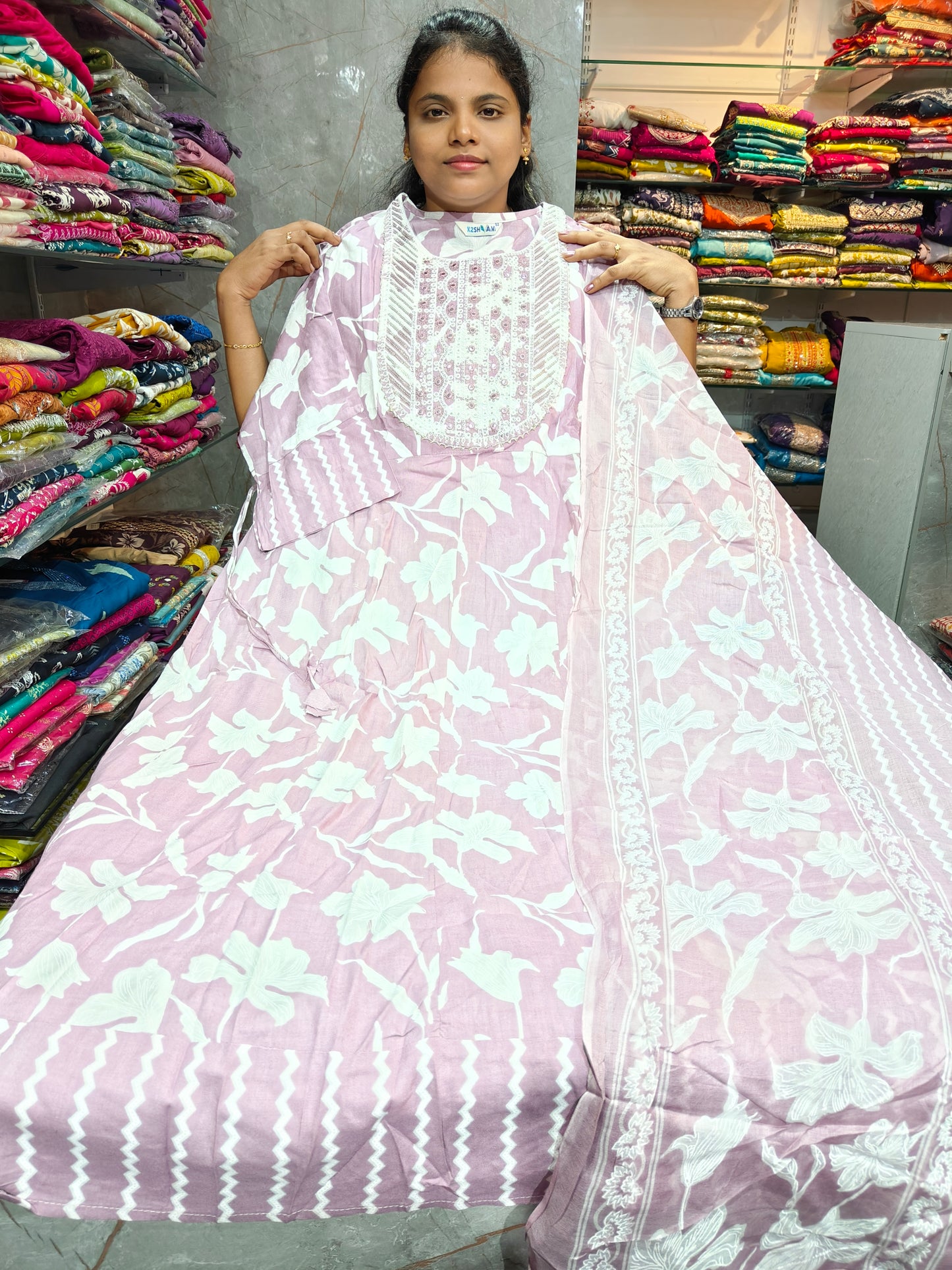 Rayon Cotton Anarkali Kurti with Dupatta | 4XL to 6XL PSTS66