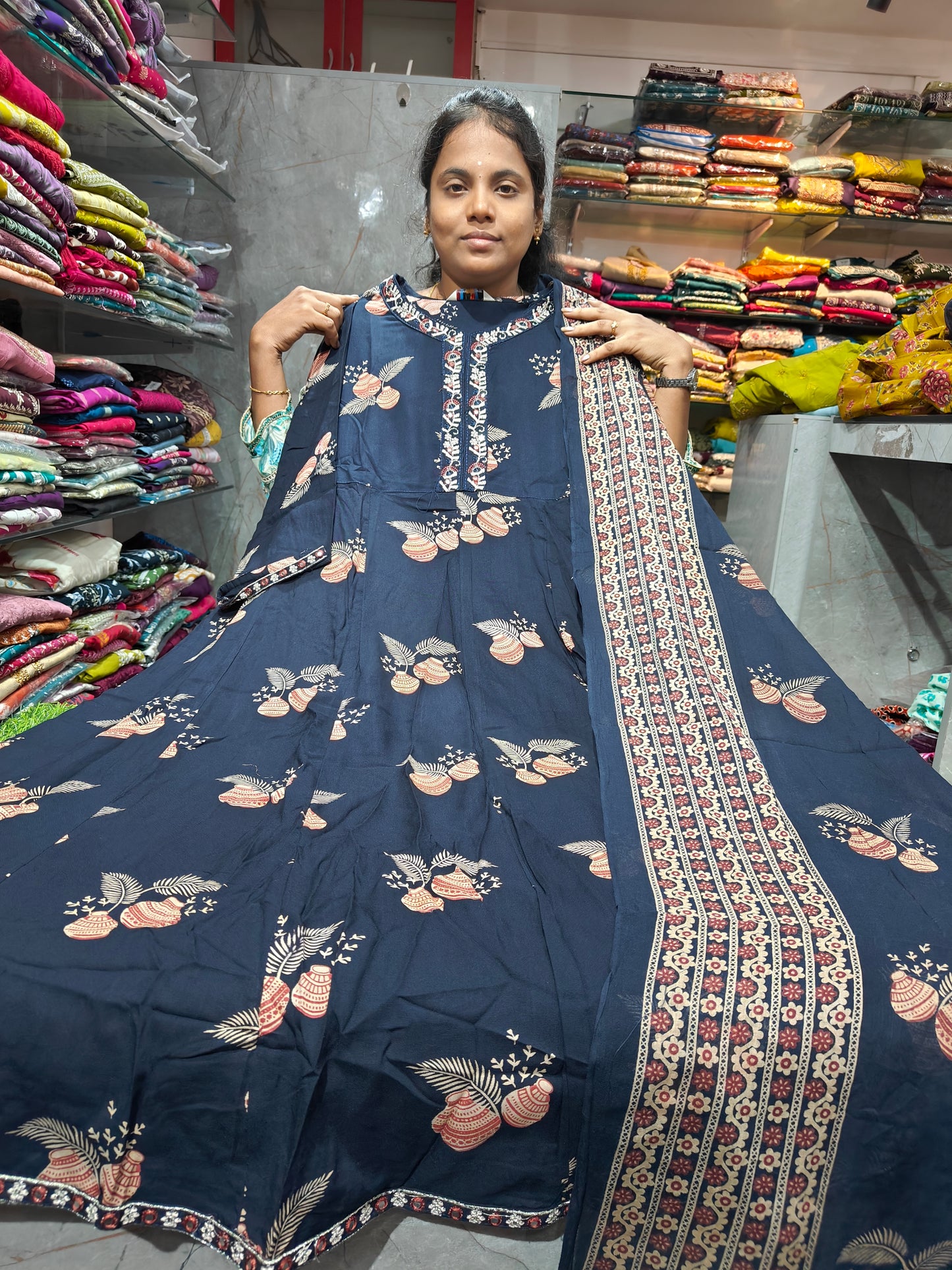 Rayon Cotton Anarkali Kurti with Dupatta | 4XL to 6XL PSTS96