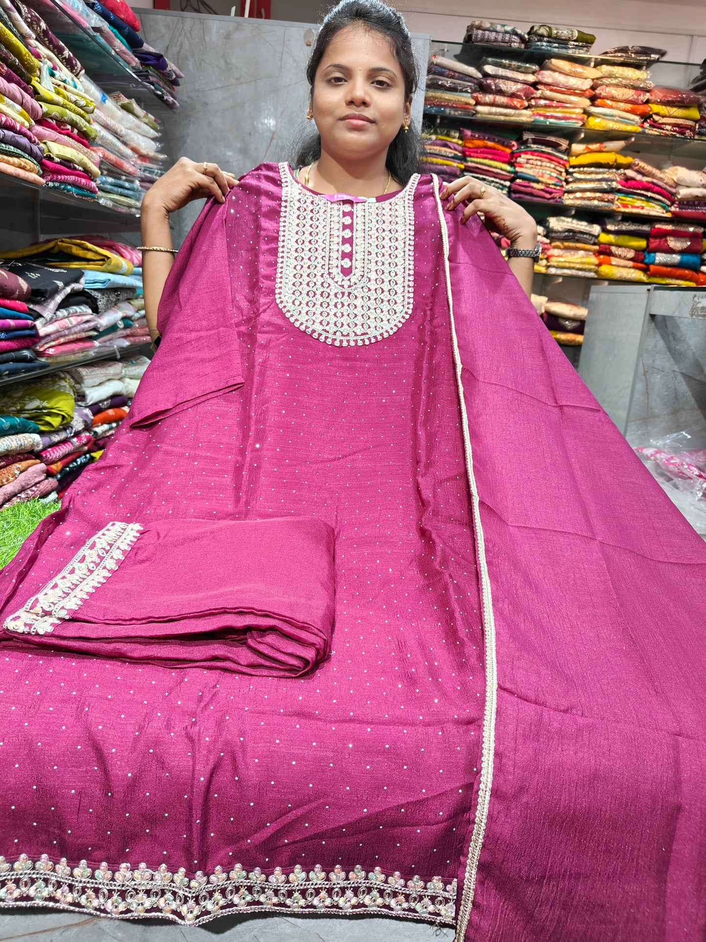 Plus Size Grand Vichitra Silk Side Open Salwar Set | PSFS89 | 3XL-5XL | ₹899