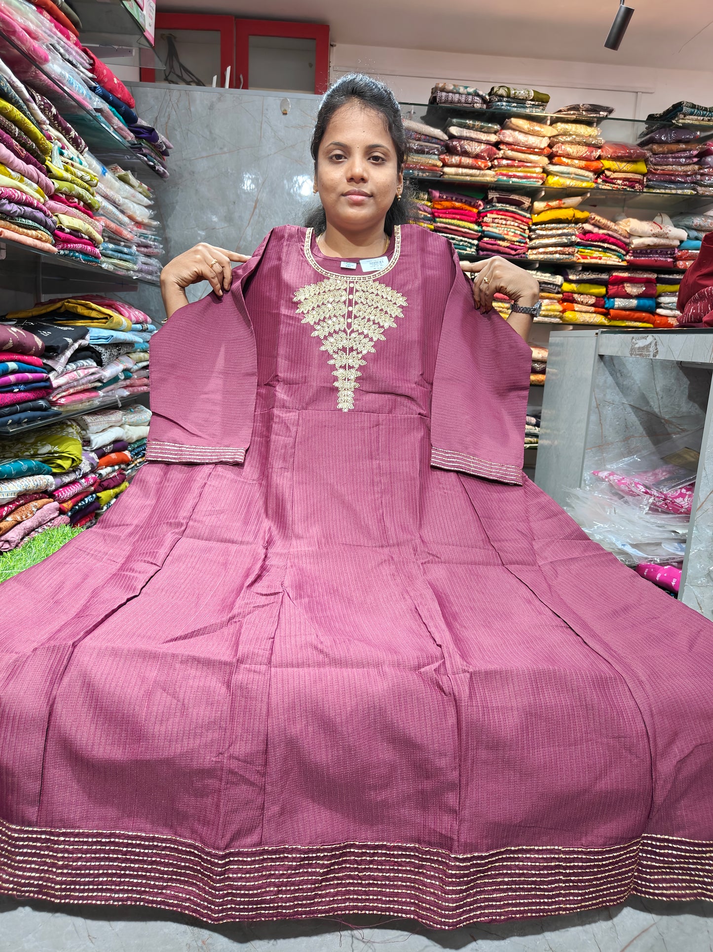 Plus Size Vatican Silk Regular Wear Anarkali Kurti | 4XL-5XL | PSUK39