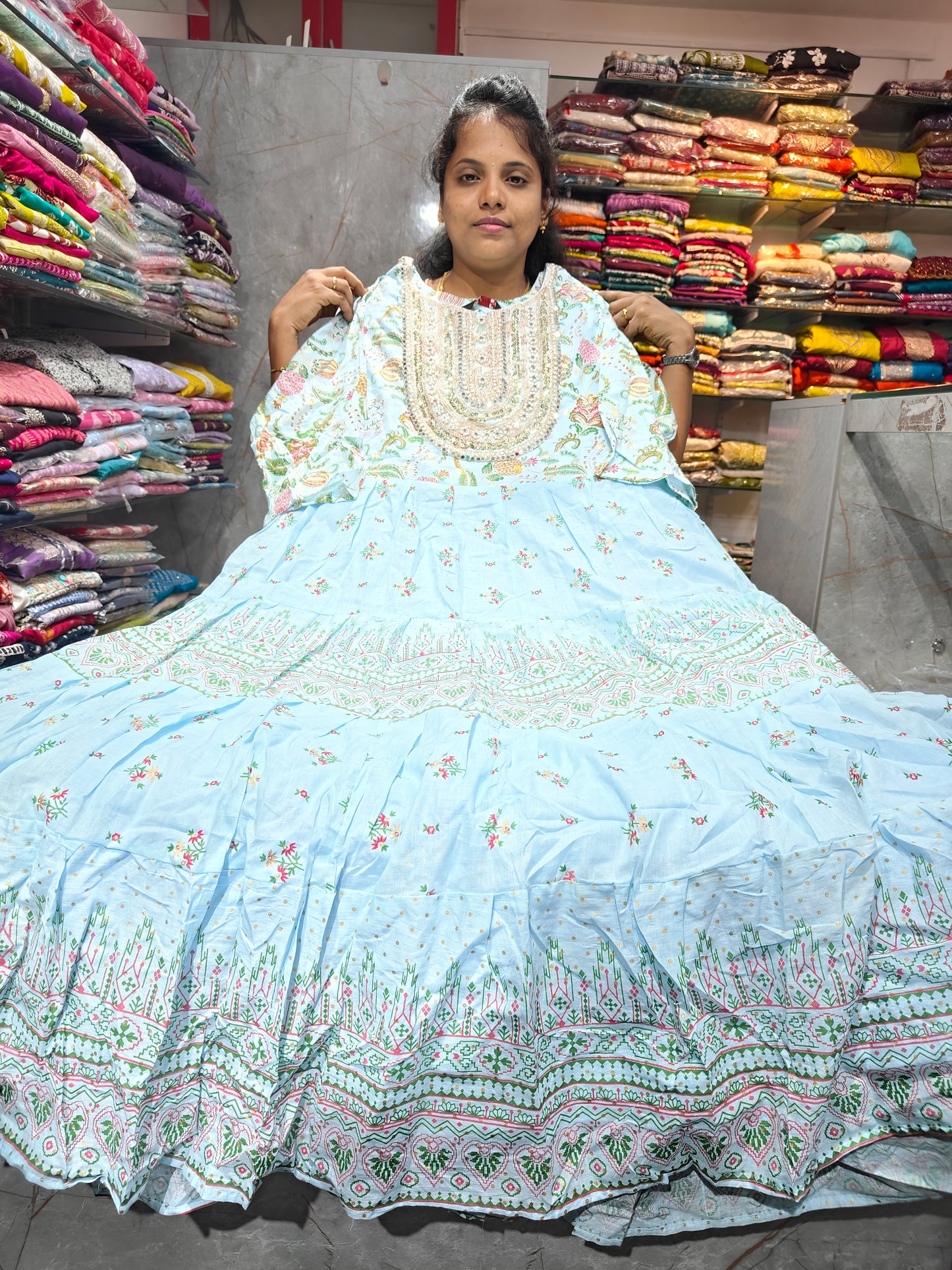 Buy Mal Mal Cotton White Trendy Anarkali Frock 3XL to 6XL Online in Tamil Nadu | PSUK116| Keerthi Fashion Store