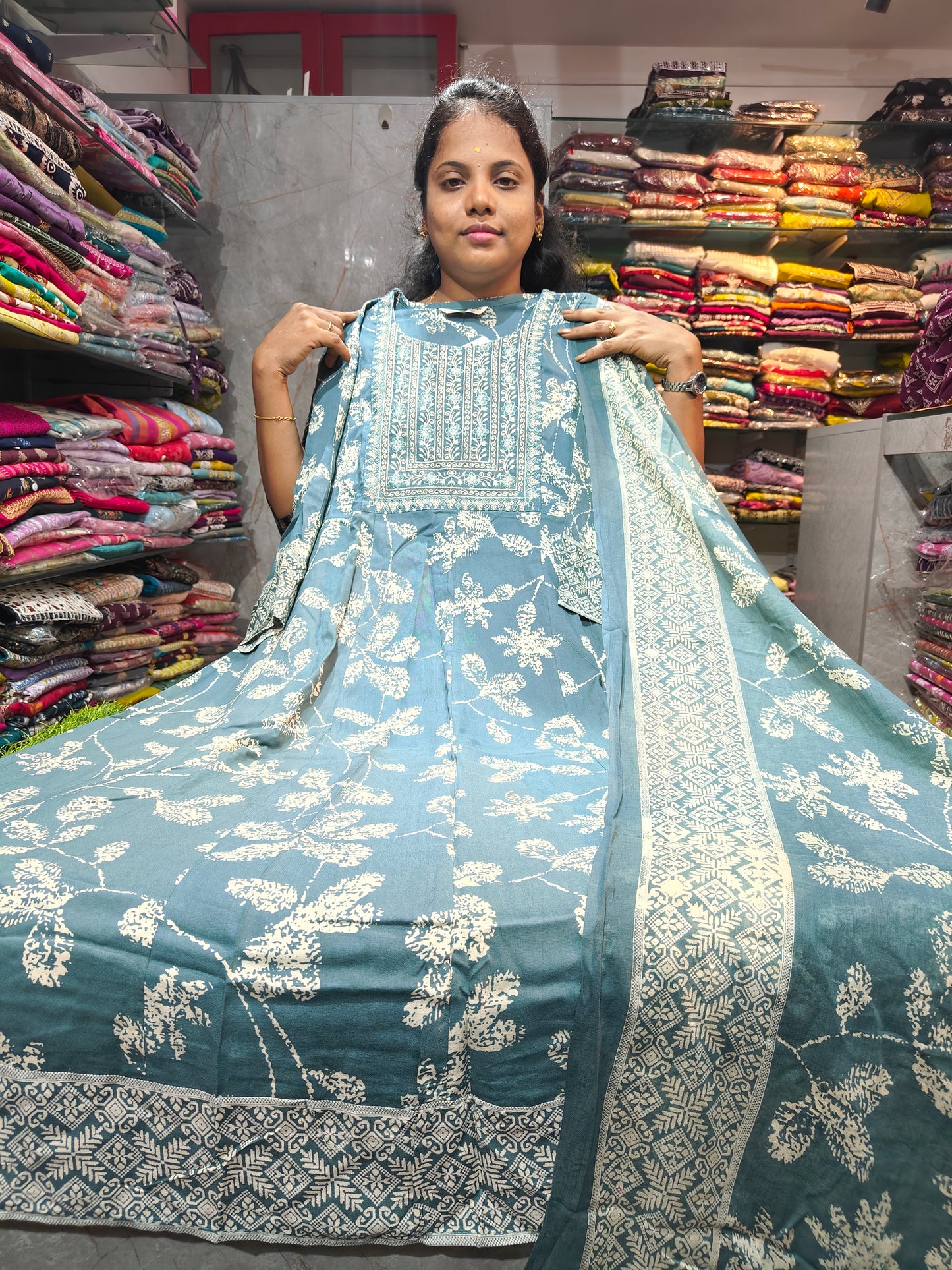 Rayon Cotton Anarkali Kurti with Dupatta | 4XL to 6XL PSTS95