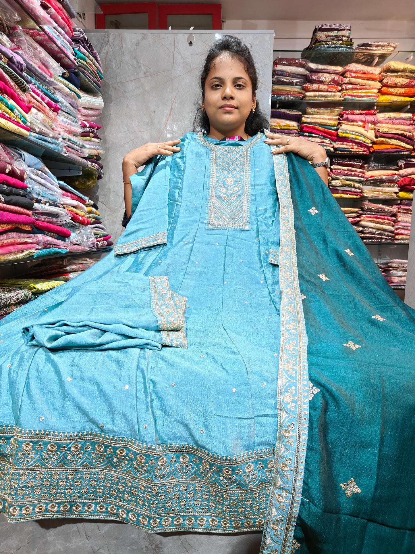Grand Vichitra Silk Anarkali Full Set for Women 4XL to 6XL – PSFS43 at ₹1099