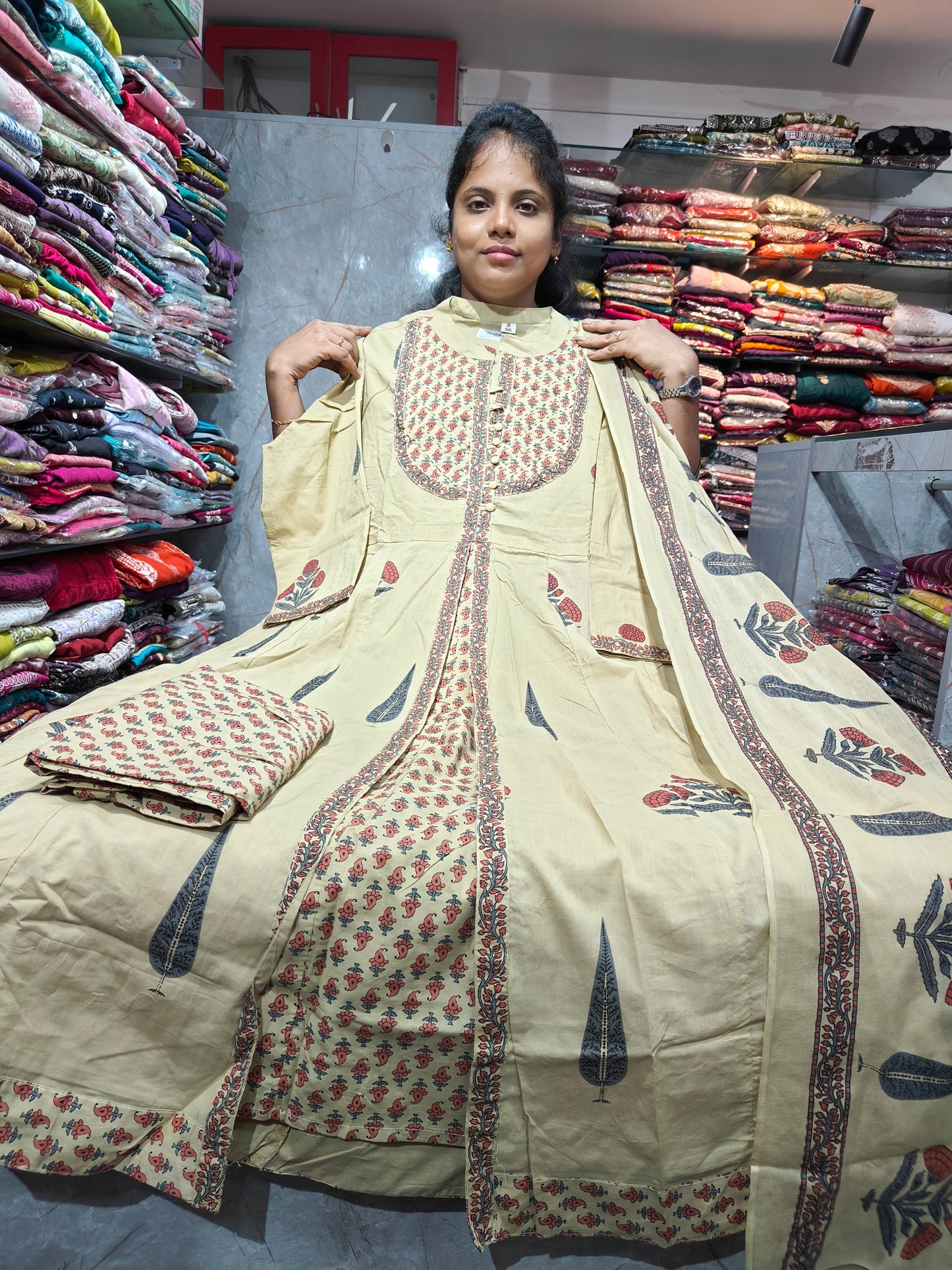 Trending Plus Size Rayon Cotton Center Slit Anarkali Full Set | PSCS127 | 3XL to 6XL | ₹1099