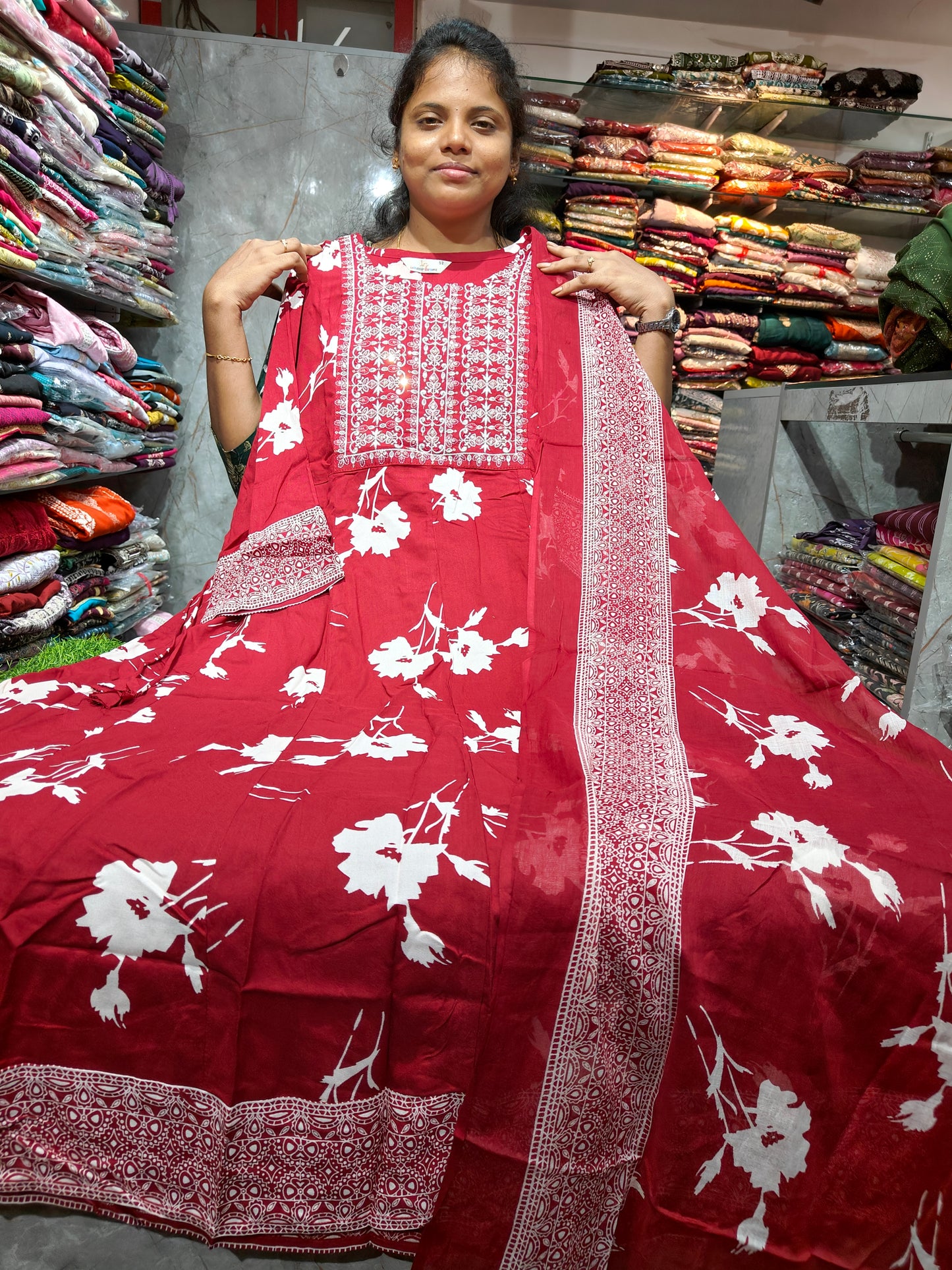 Rayon Cotton Anarkali Kurti with Dupatta | 4XL to 6XL PSTS95
