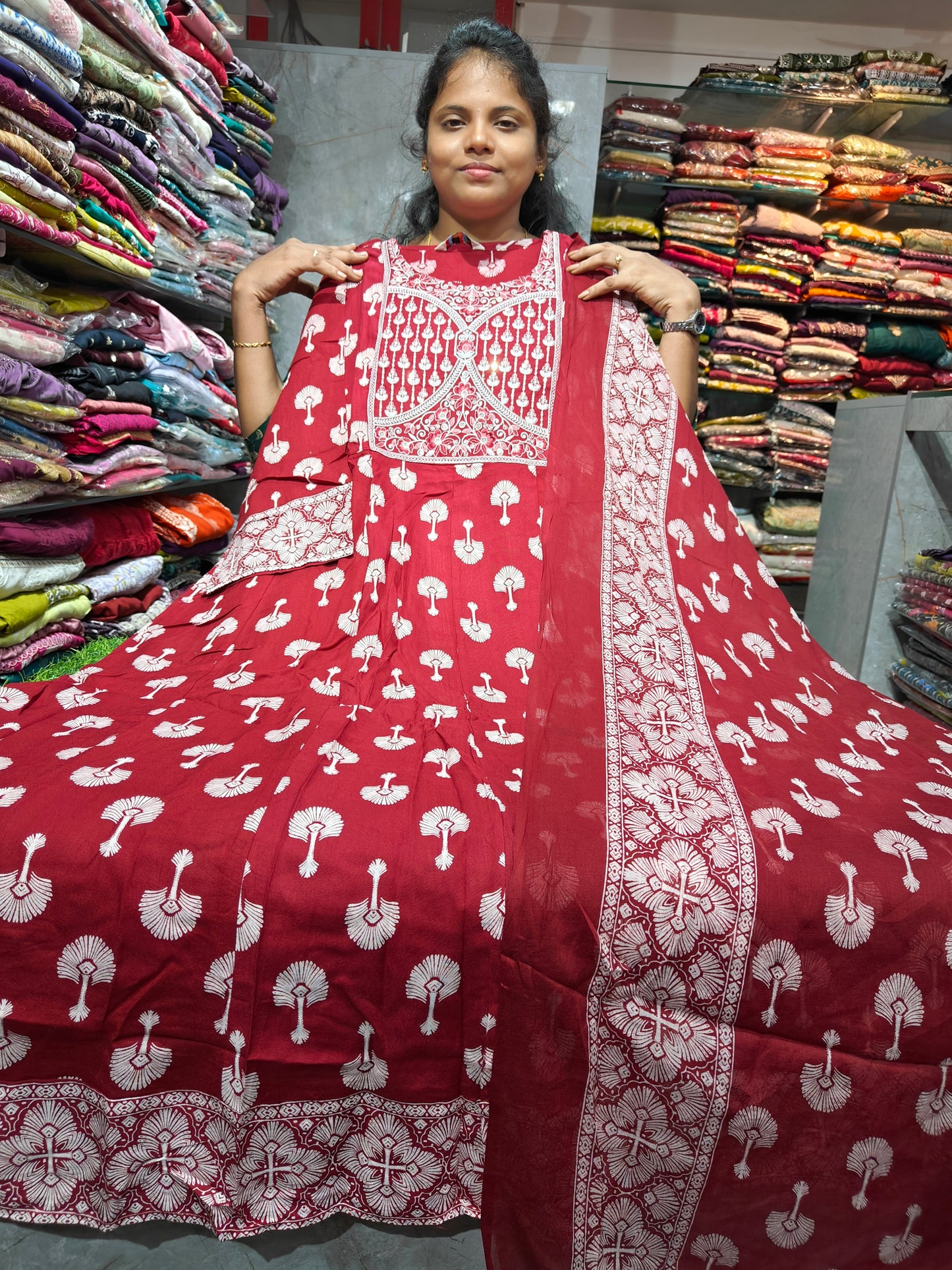 Rayon Cotton Anarkali Kurti with Dupatta | 4XL to 6XL PSTS95