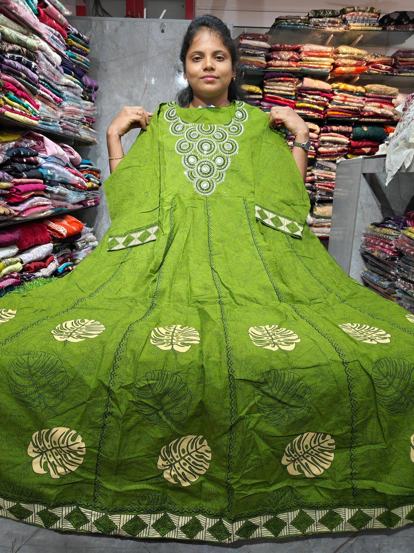 PSUK127 Plus Size Trending Neck Pattern Anarkali Kurti | Cotton | 4XL to 6XL | ₹650