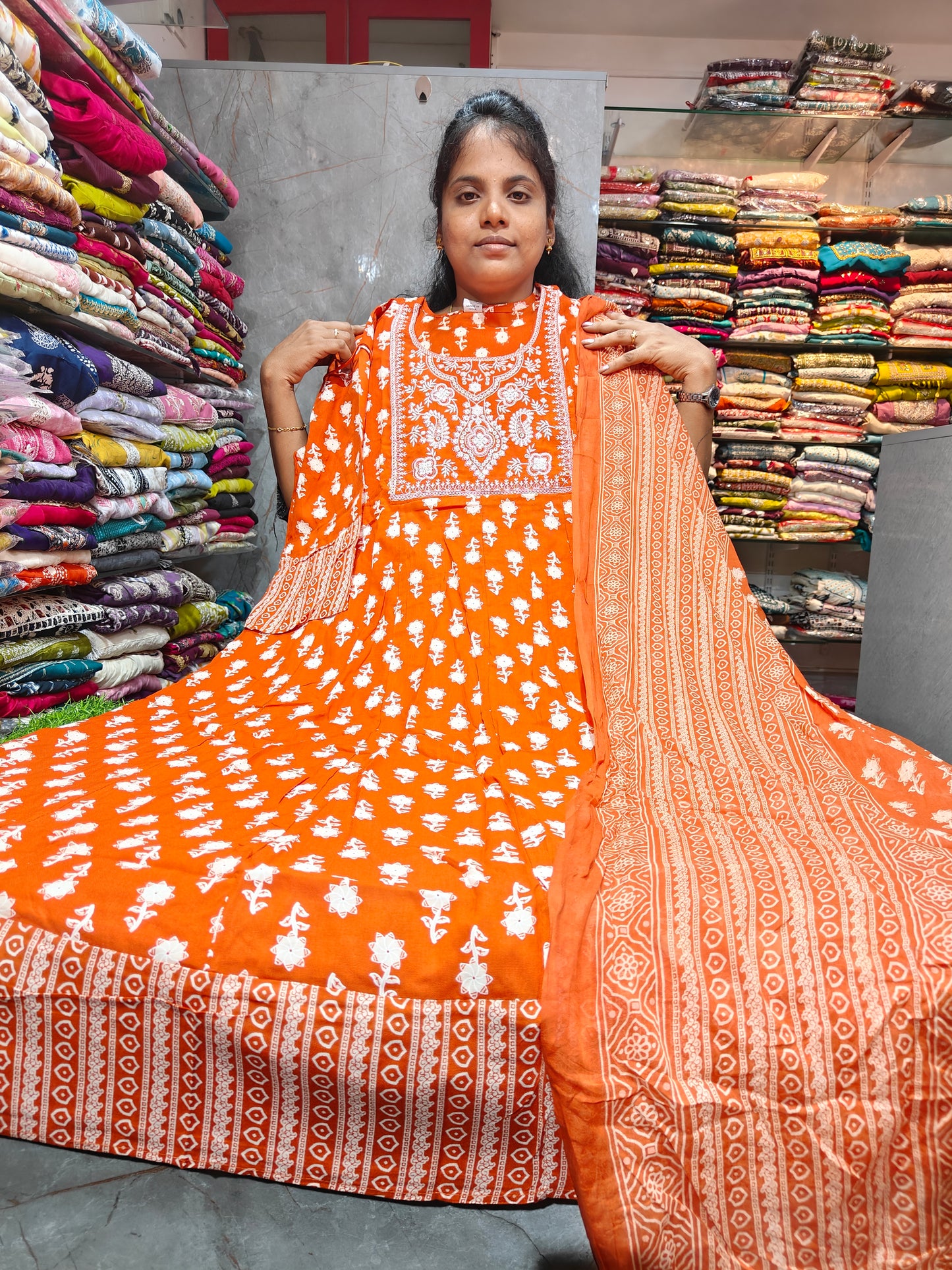 Rayon Cotton Anarkali Kurti with Dupatta | 4XL to 6XL PSTS22