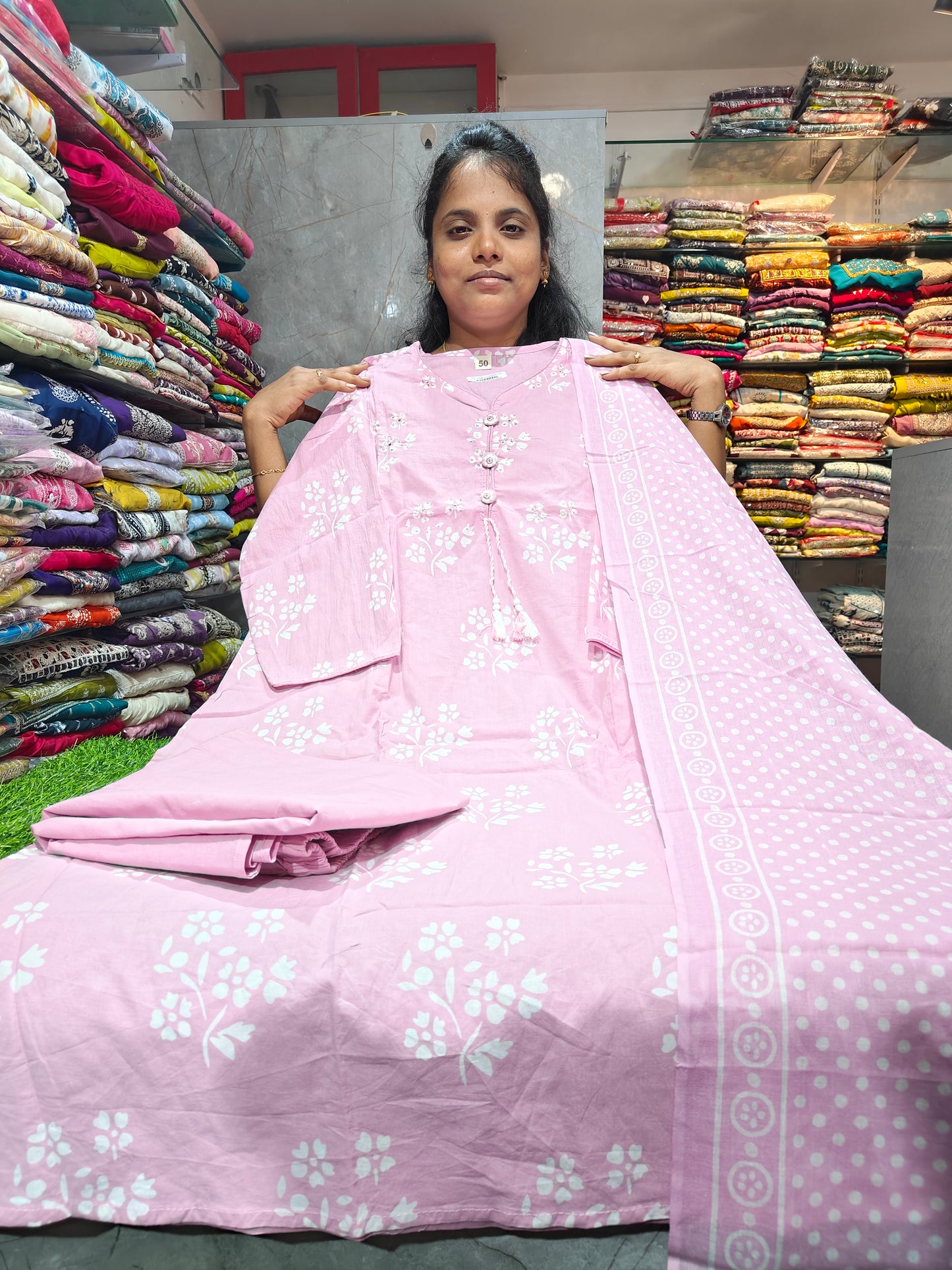 Cotton Palazzo bottom Straight Cut Salwar Set 4XL to 7XL ₹899 | Collar & V-Neck PSCS139