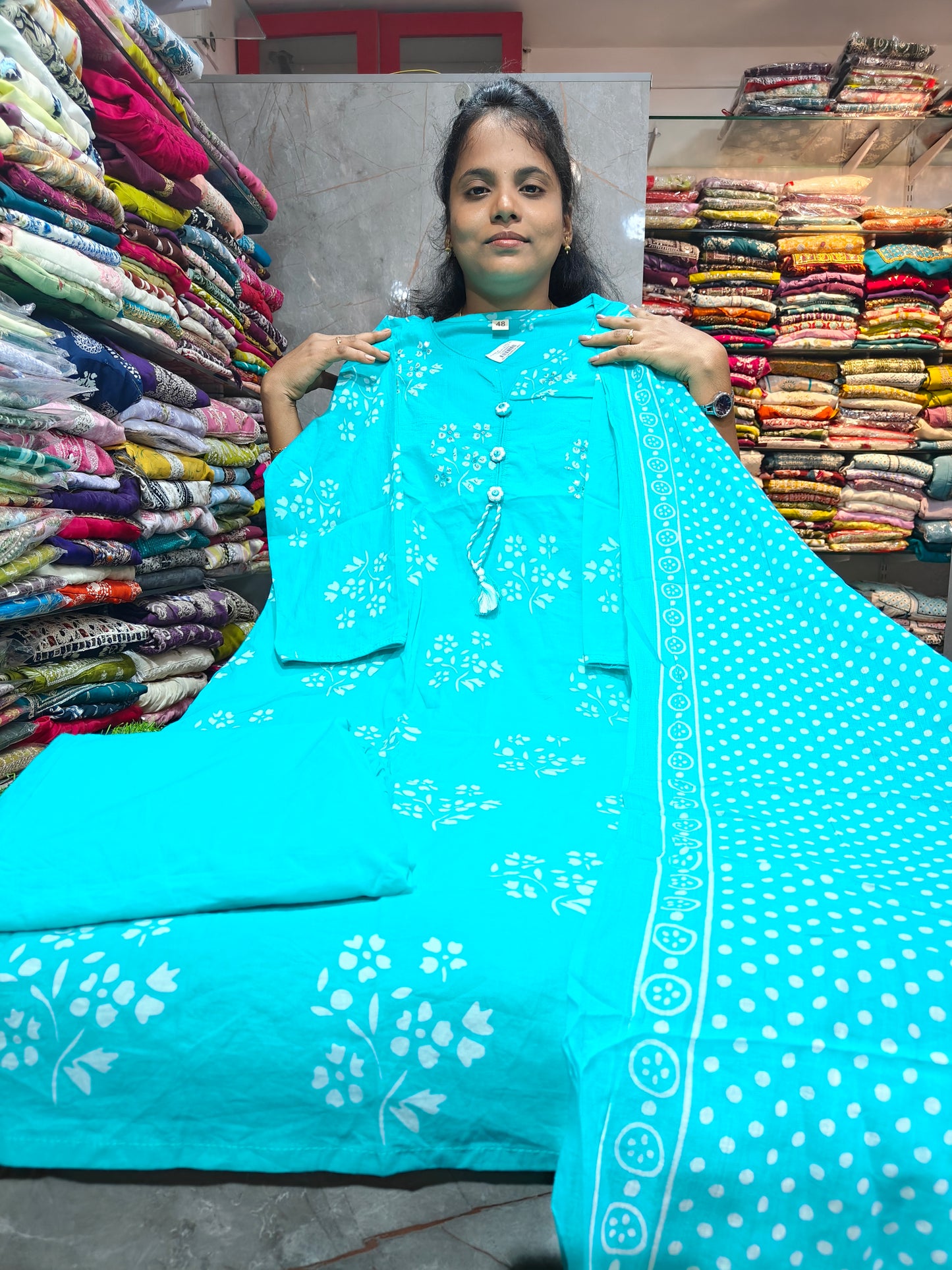 Cotton Palazzo bottom Straight Cut Salwar Set 4XL to 7XL ₹899 | Collar & V-Neck PSCS139
