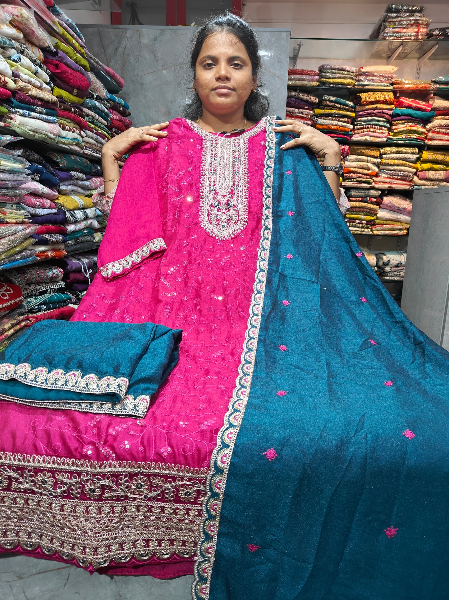 Plus Size Grand Vichitra Silk Side Open Salwar Set | PSFS125 | 3XL-5XL | ₹999