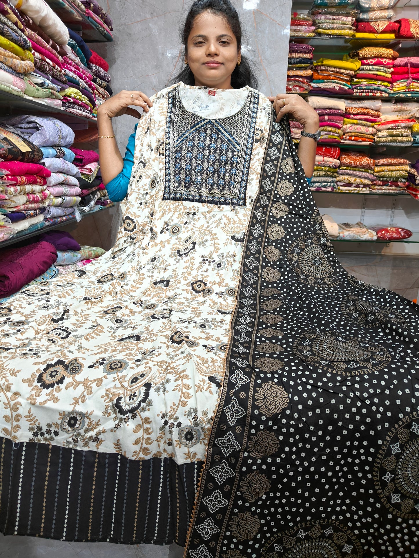 Rayon Cotton Anarkali Kurti with Dupatta | 4XL to 6XL PSTS86