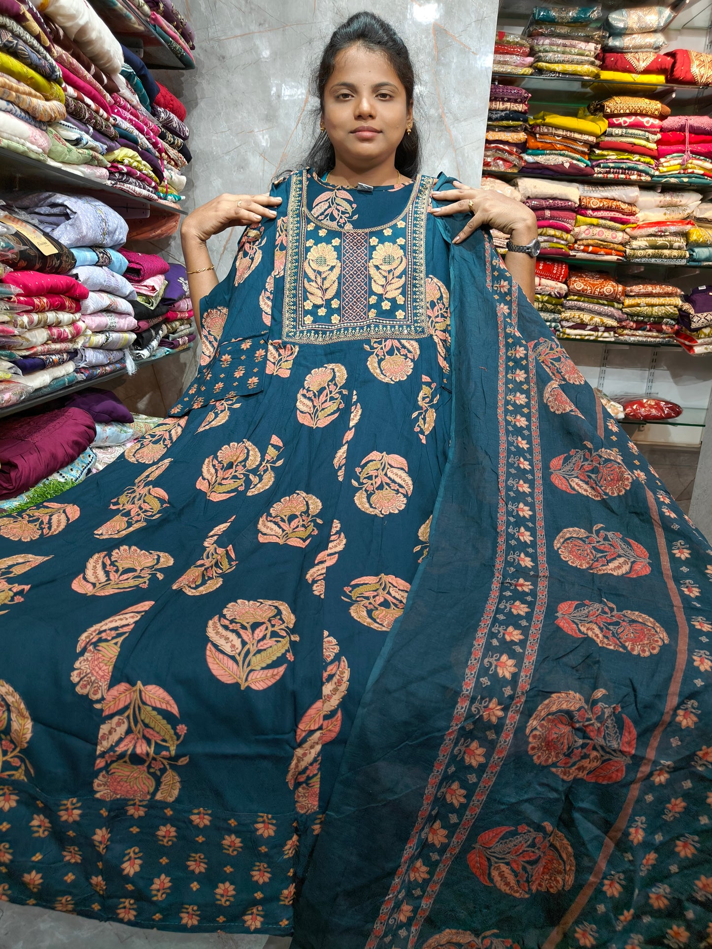 Rayon Cotton Anarkali Kurti with Dupatta | 4XL to 6XL PSTS67
